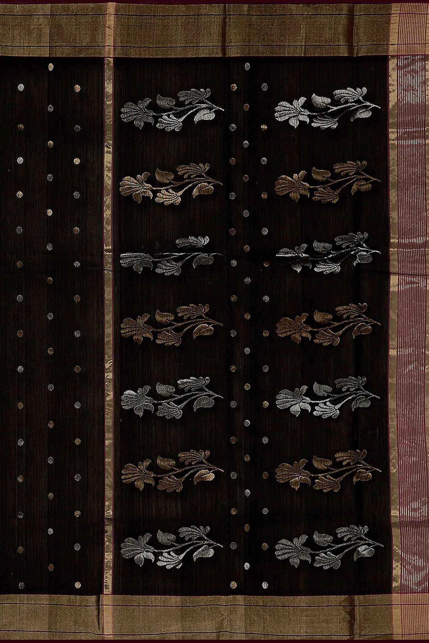 Black Chanderi Silk Cotton Saree