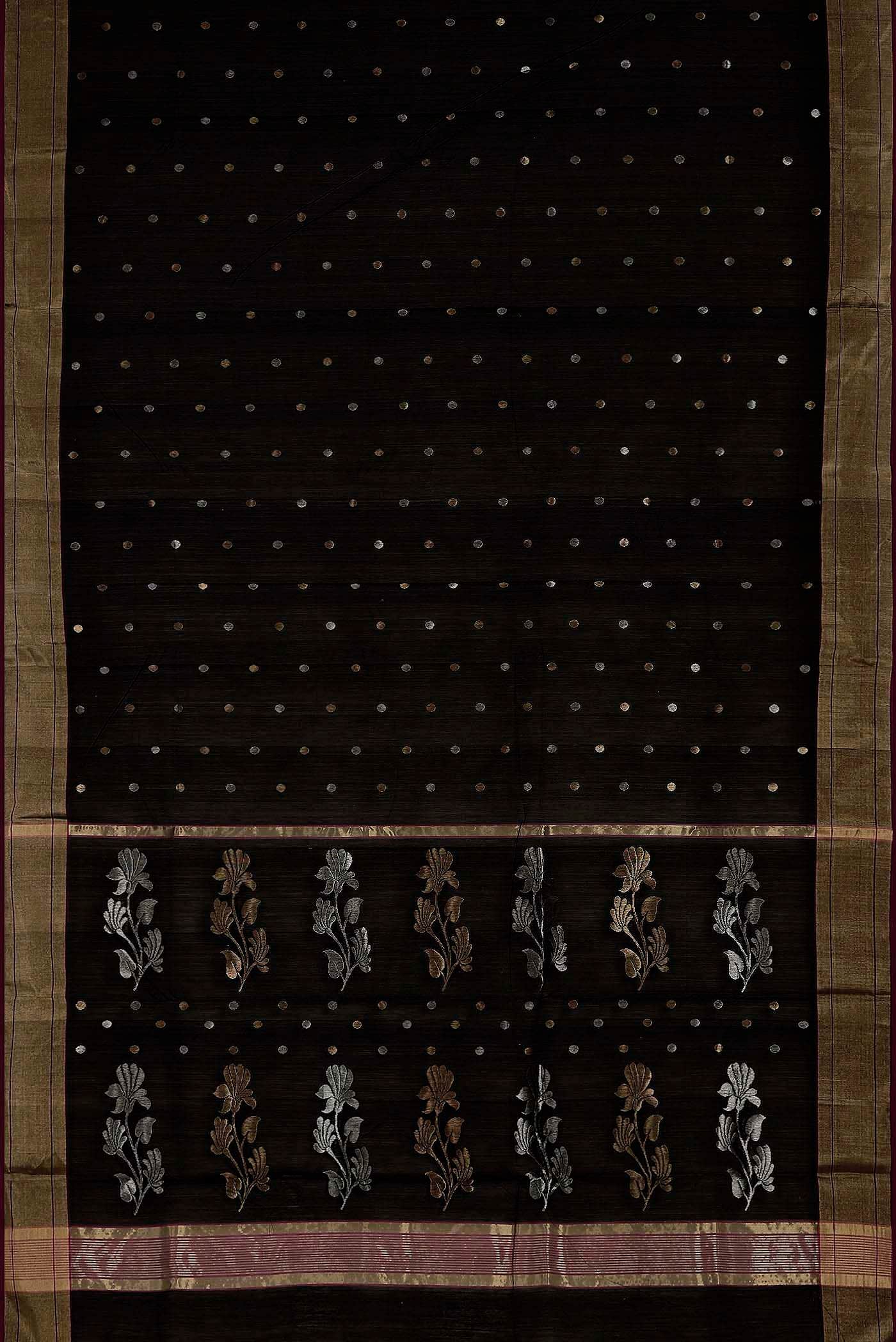Black Chanderi Silk Cotton Saree