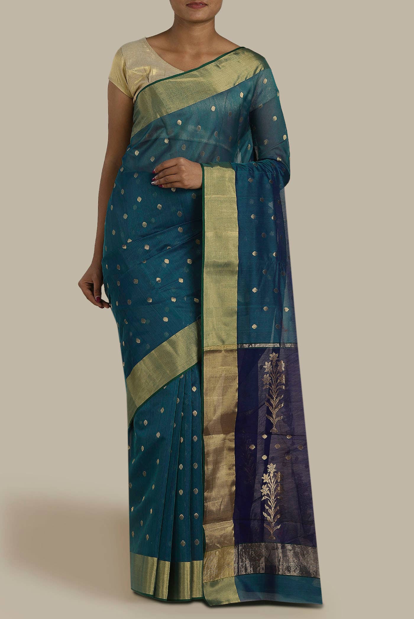 Blue Chanderi Silk Cotton Saree
