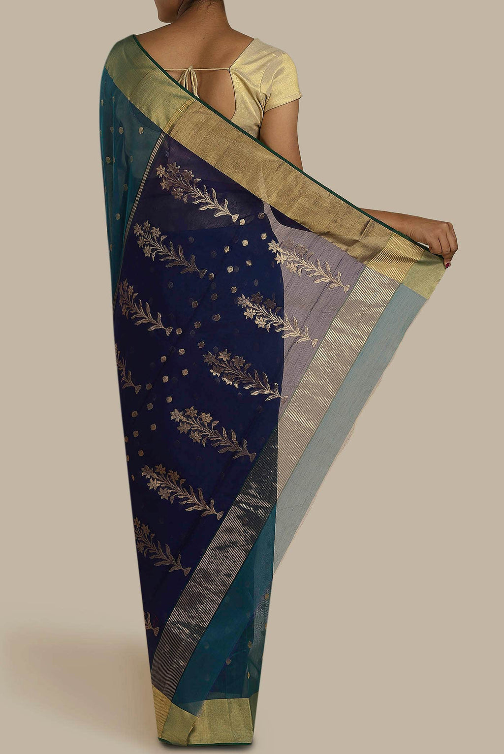 Blue Chanderi Silk Cotton Saree