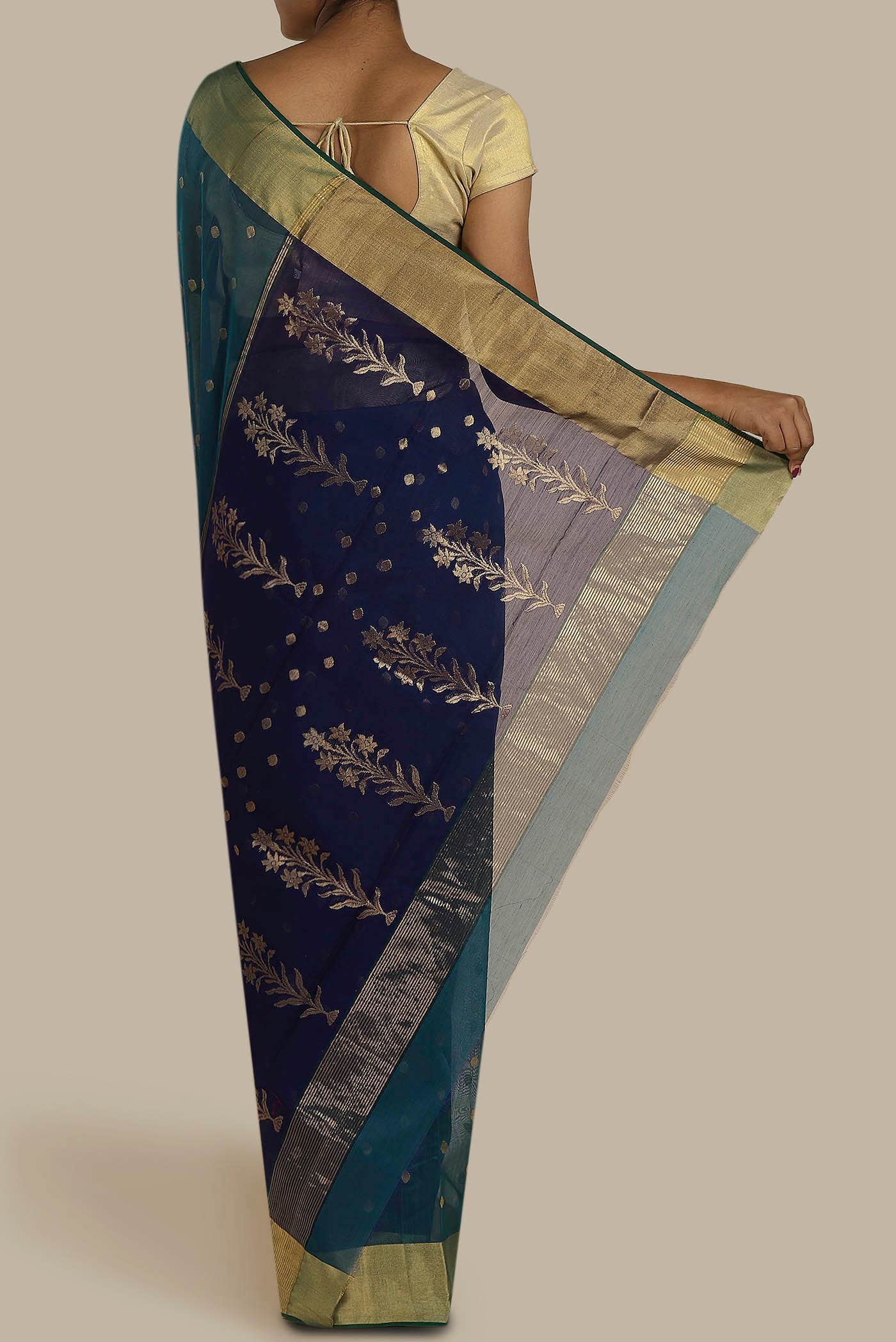 Blue Chanderi Silk Cotton Saree