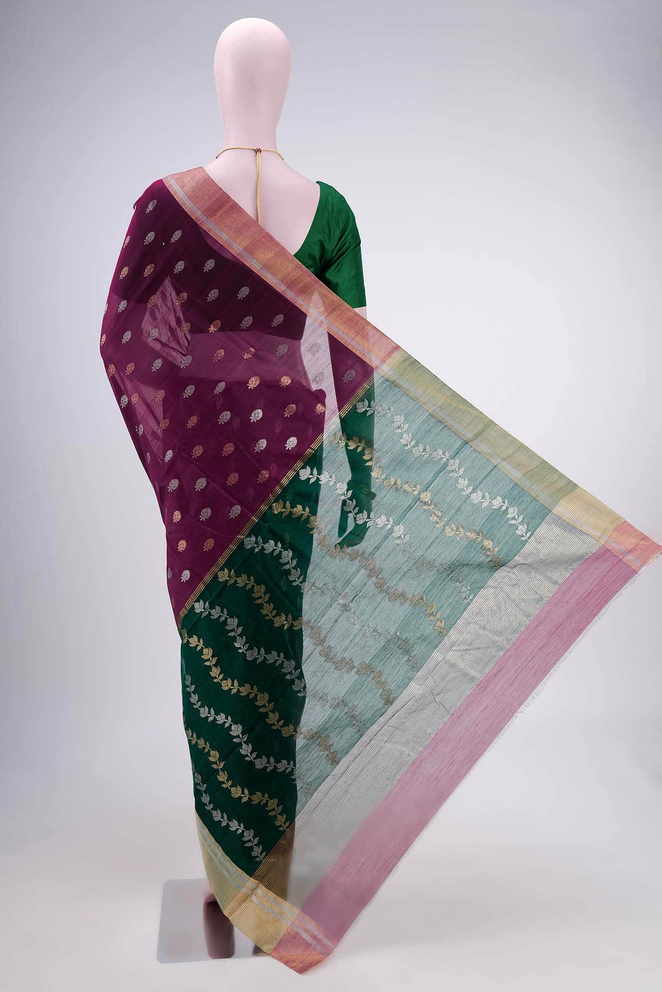 Burgundy Chanderi Silk Saree