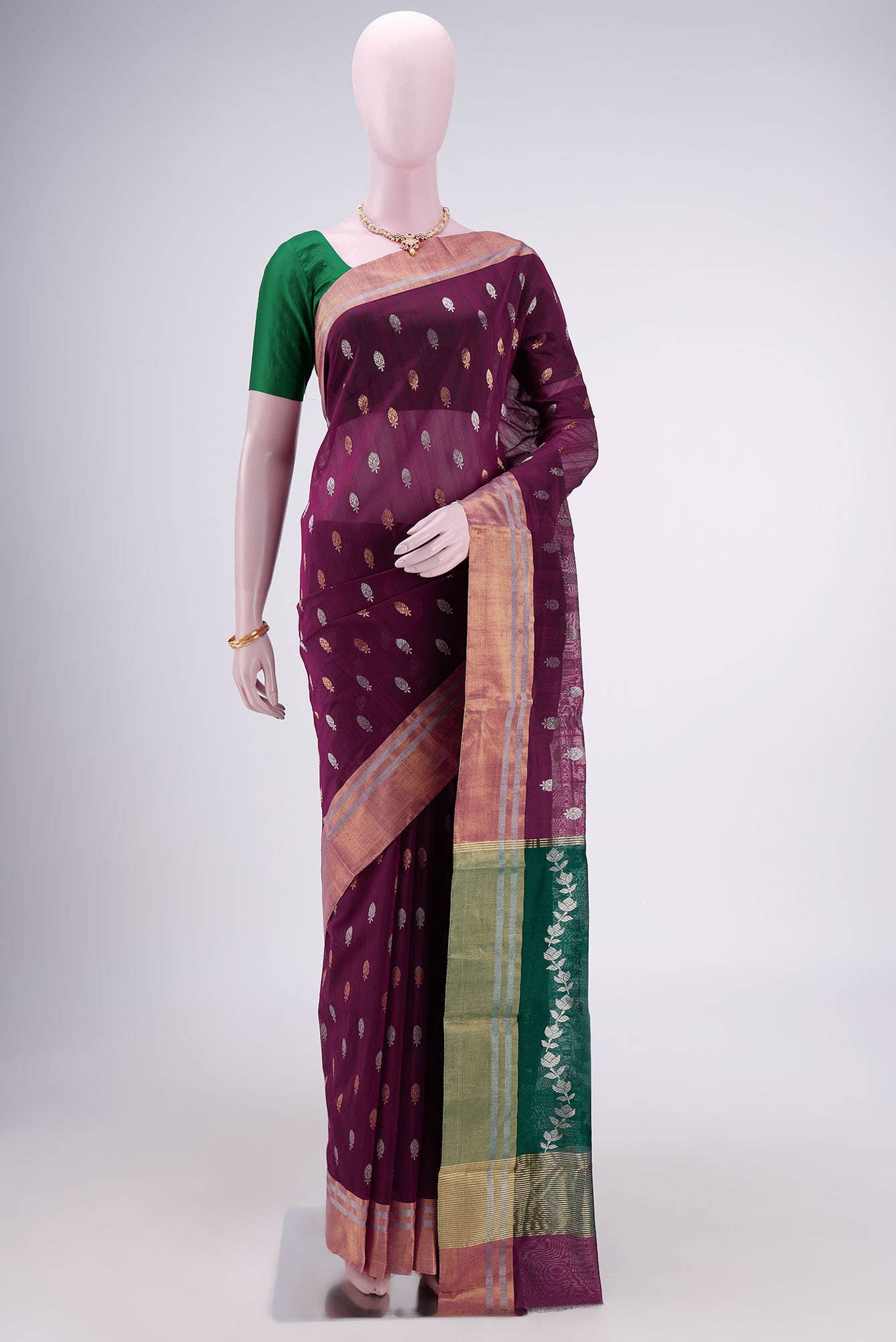 Burgundy Chanderi Silk Saree