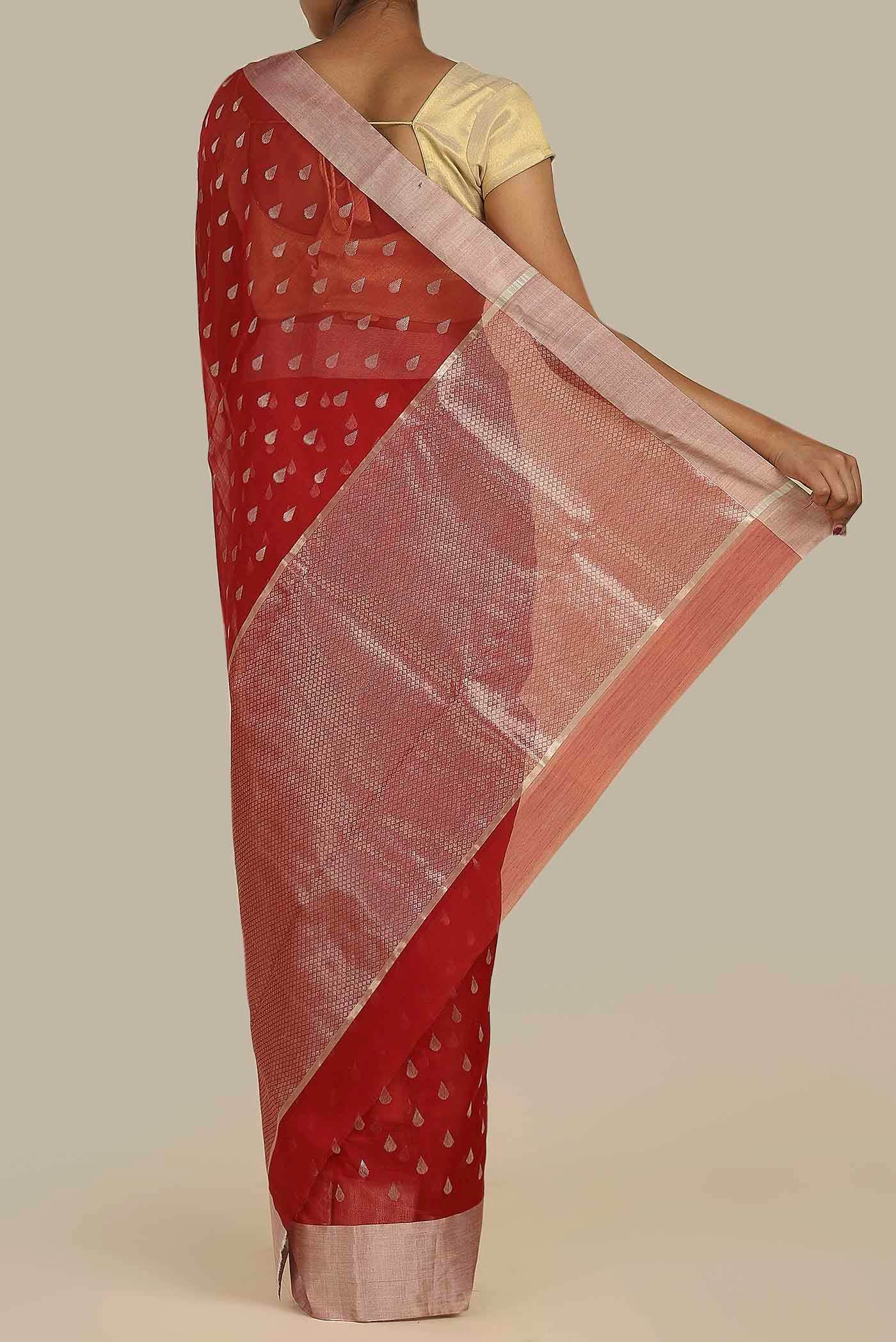 Red Chanderi Silk Cotton Saree