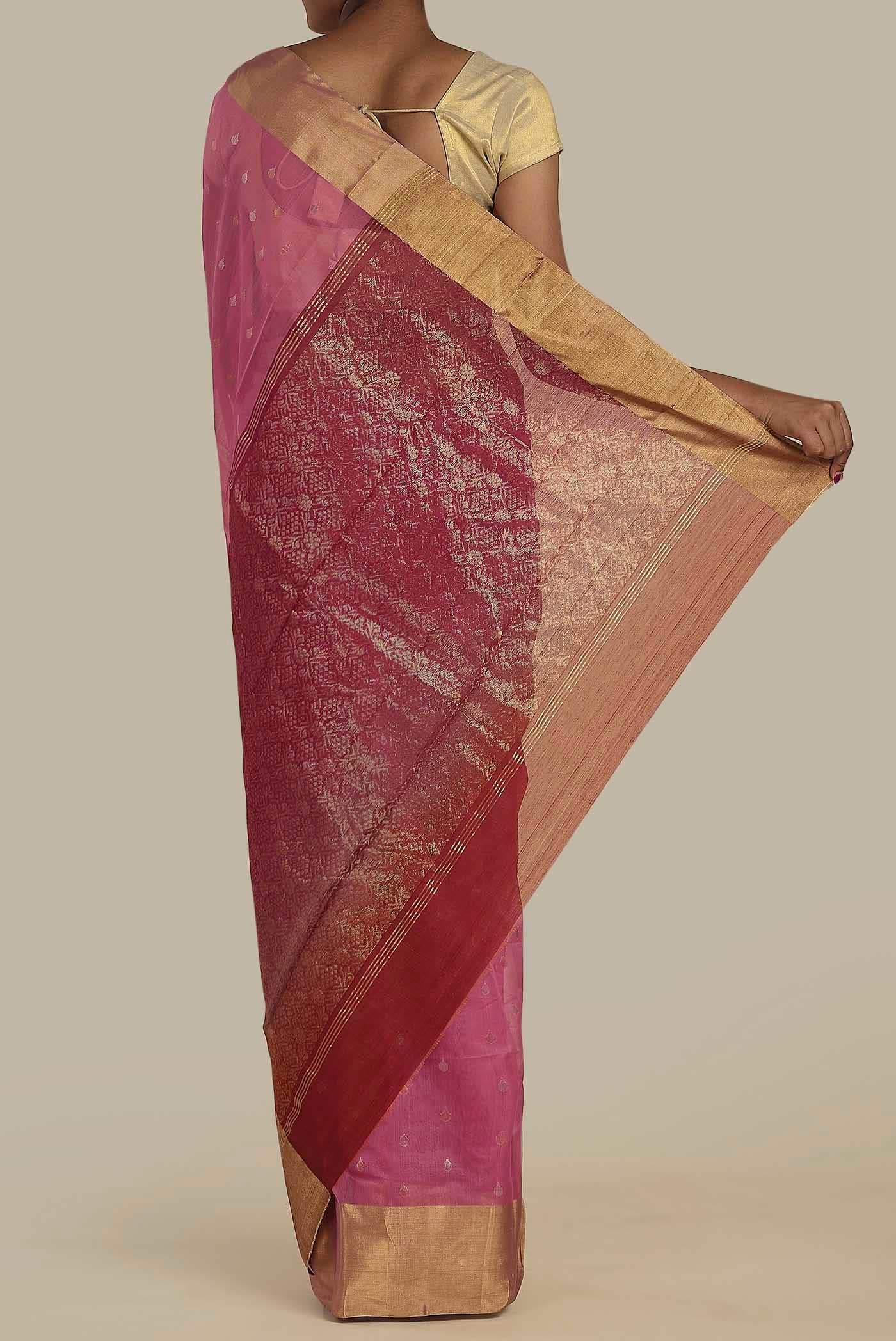 Pink Chanderi Silk Cotton Saree