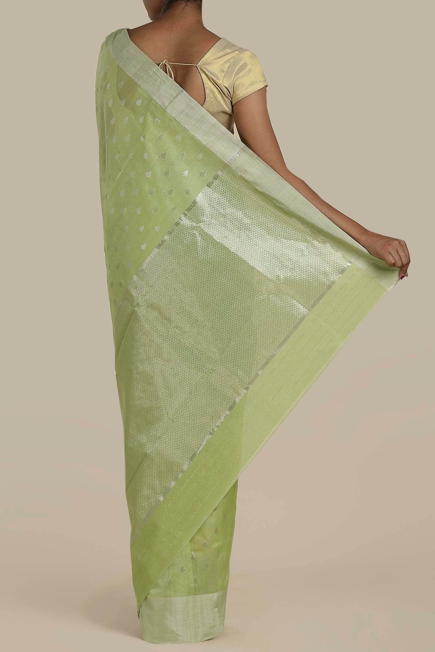 Green Chanderi Silk Cotton Saree
