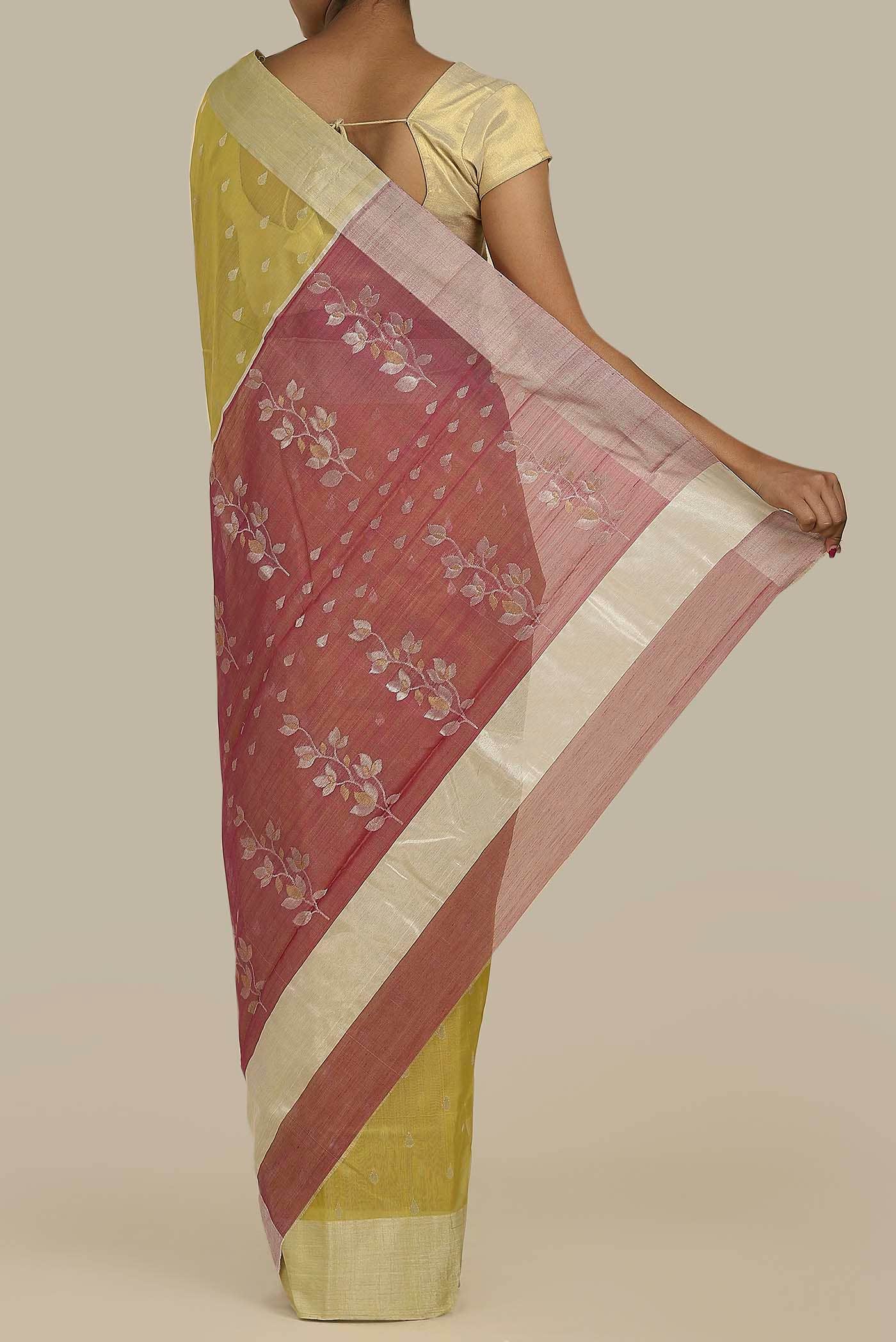 Yellow Chanderi Silk Cotton Saree