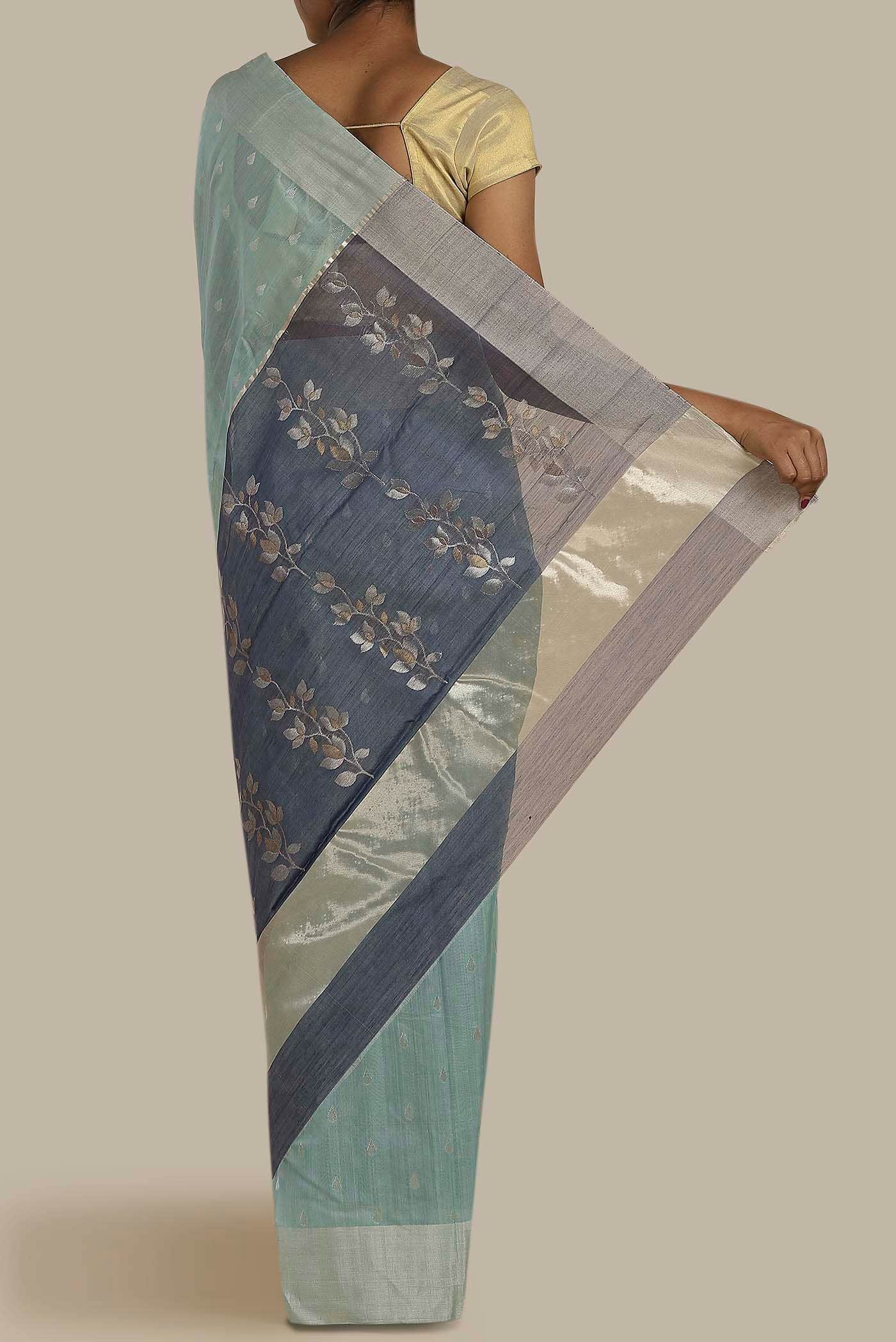 Blue Chanderi Silk Cotton Saree
