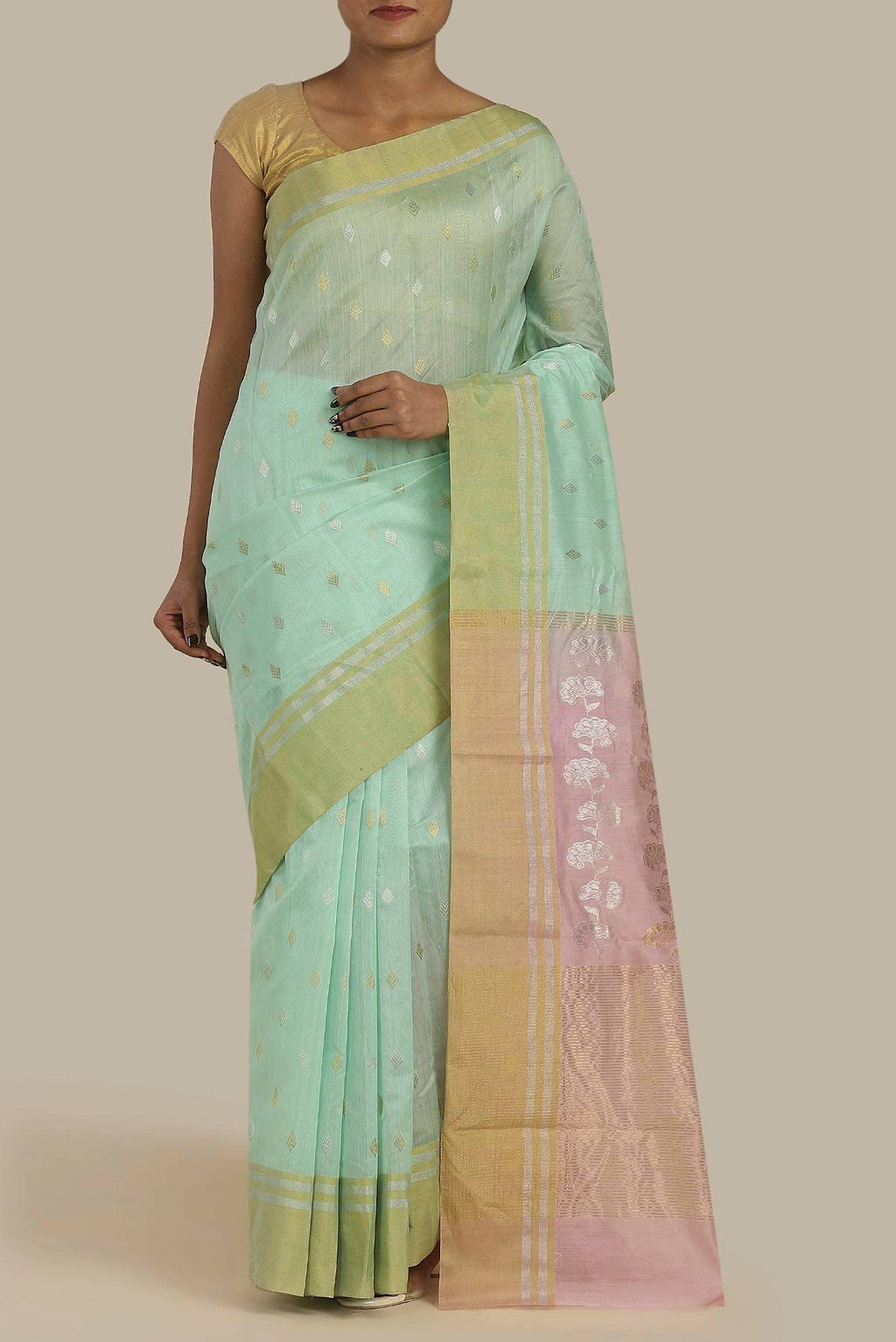 Green Chanderi Silk Cotton Saree