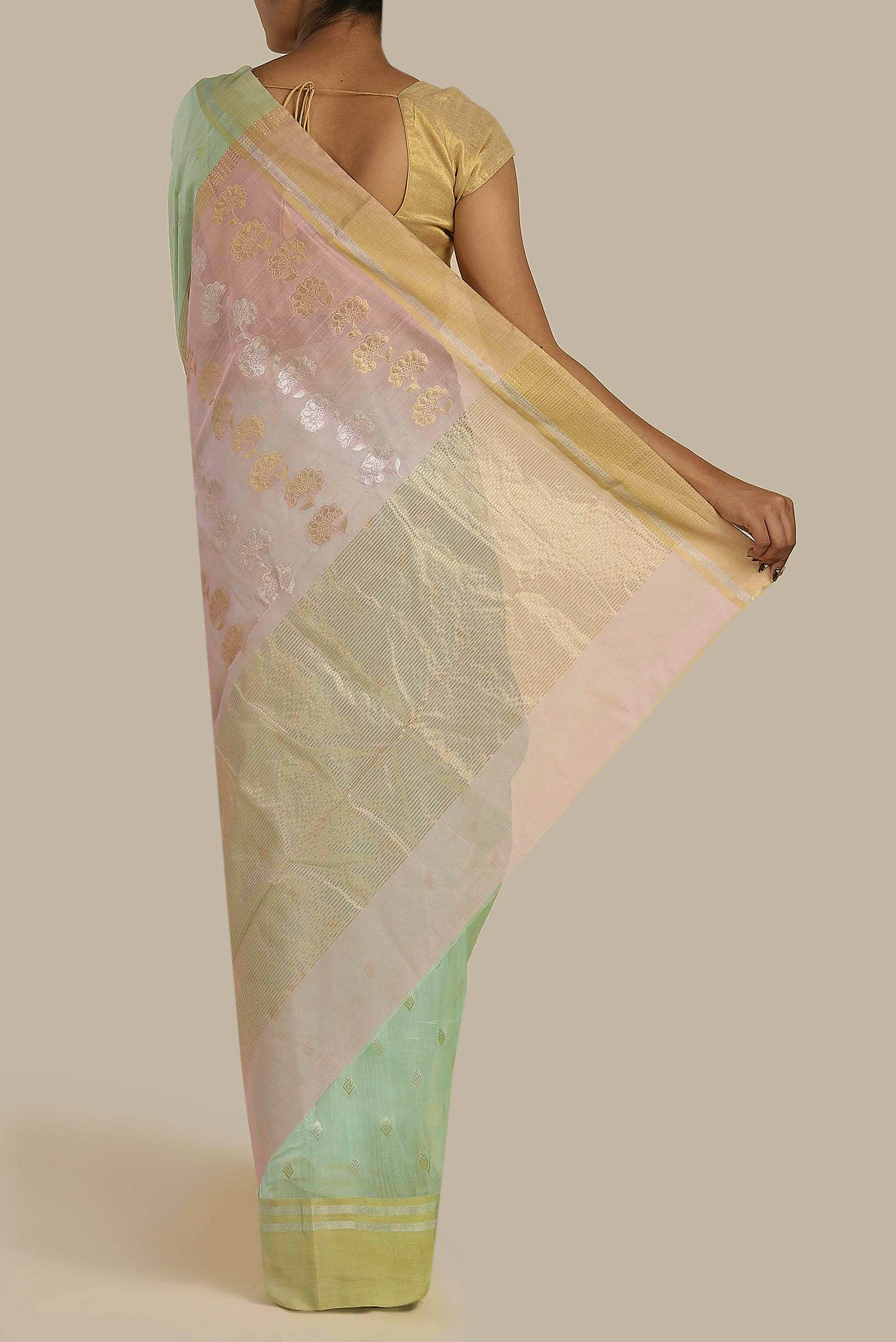 Green Chanderi Silk Cotton Saree