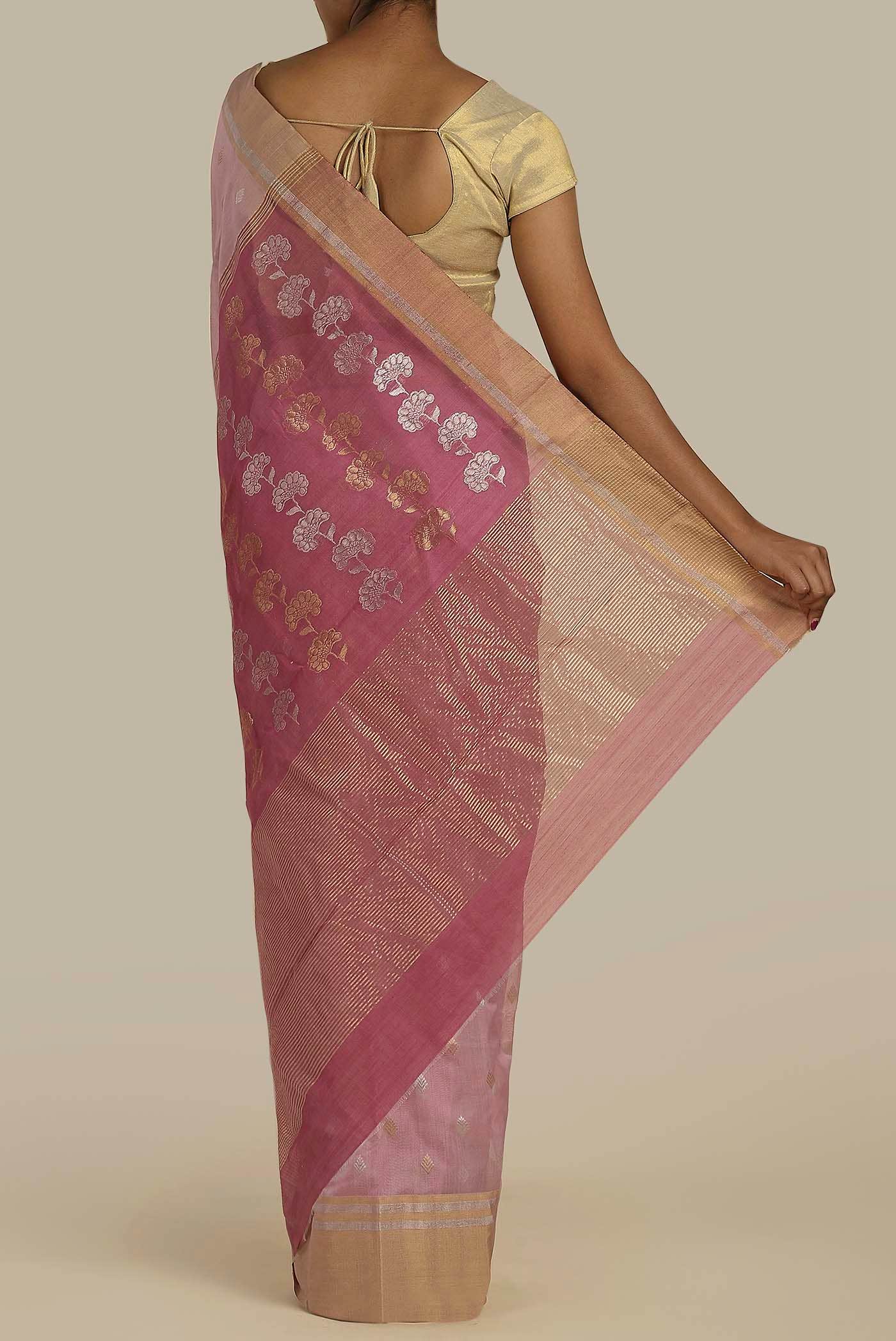 Pink Chanderi Silk Cotton Saree