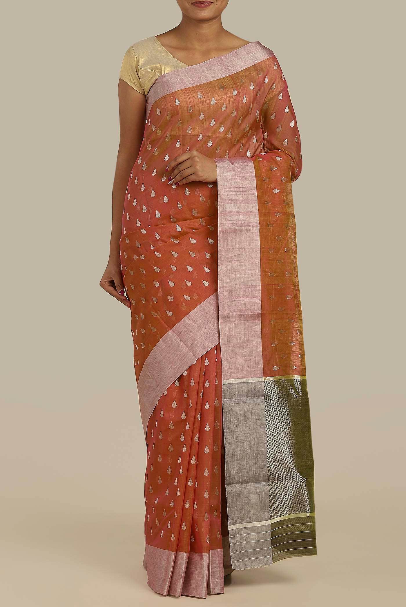 Pink Chanderi Silk Cotton Saree