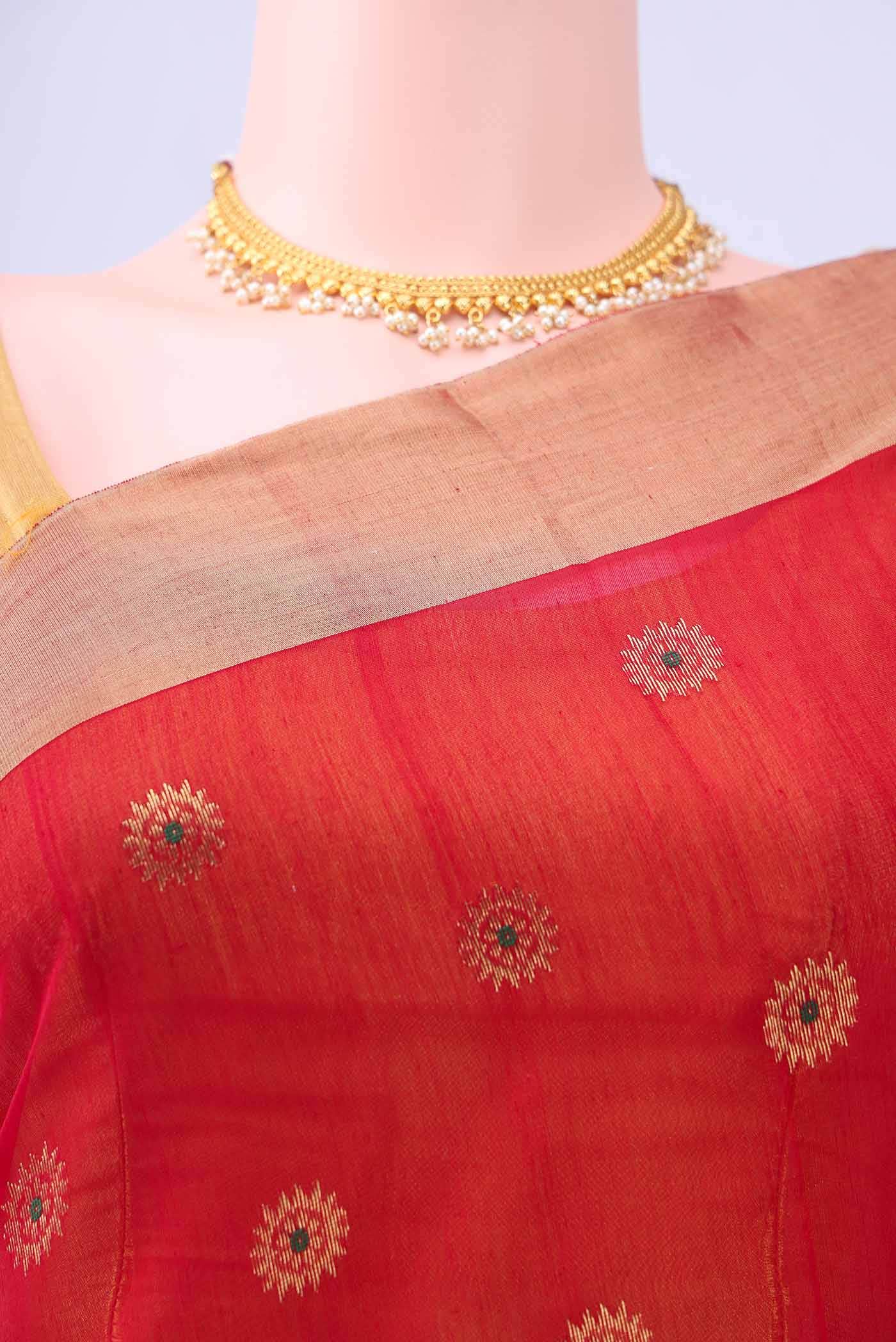 Red Chanderi Silk Saree