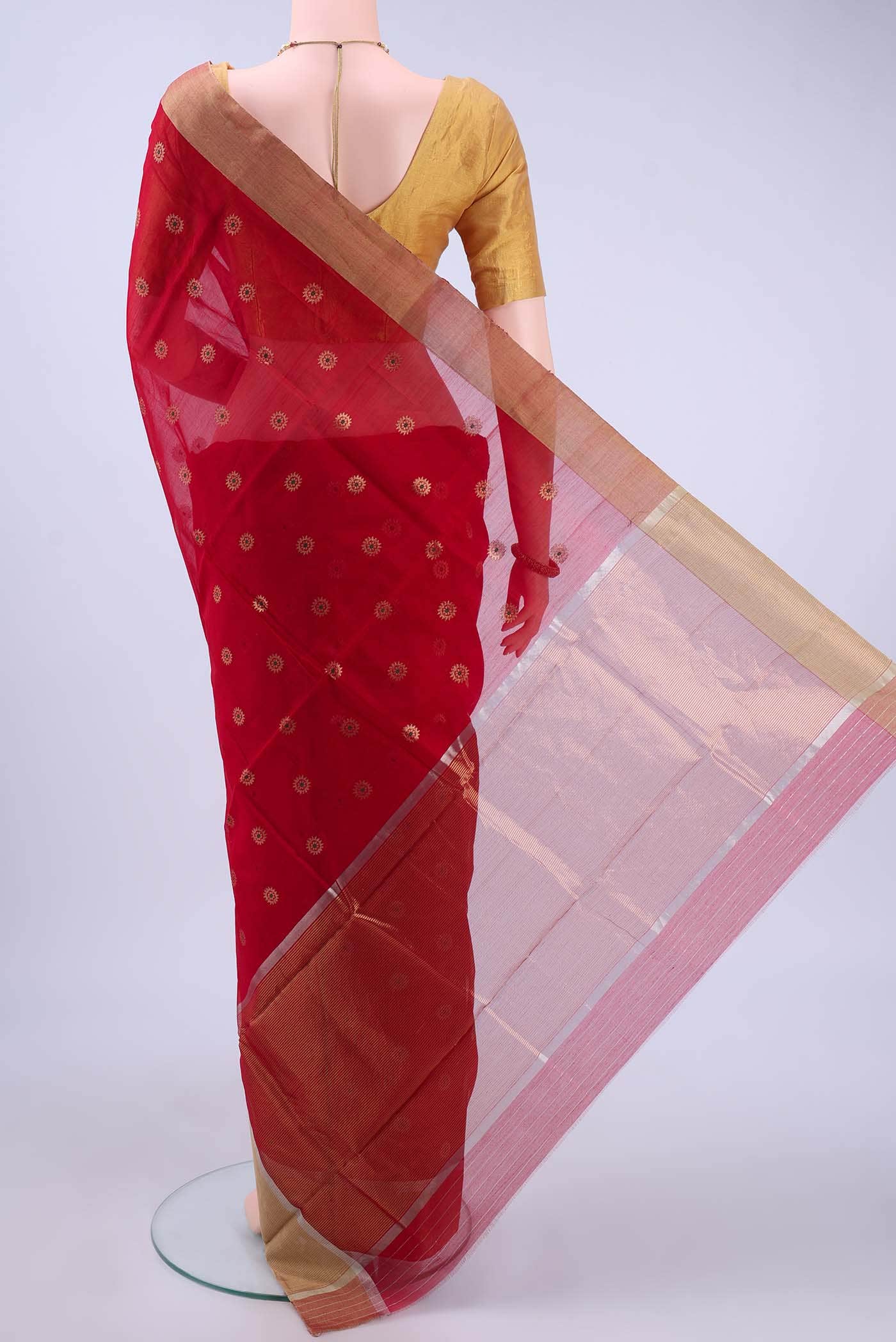 Red Chanderi Silk Saree