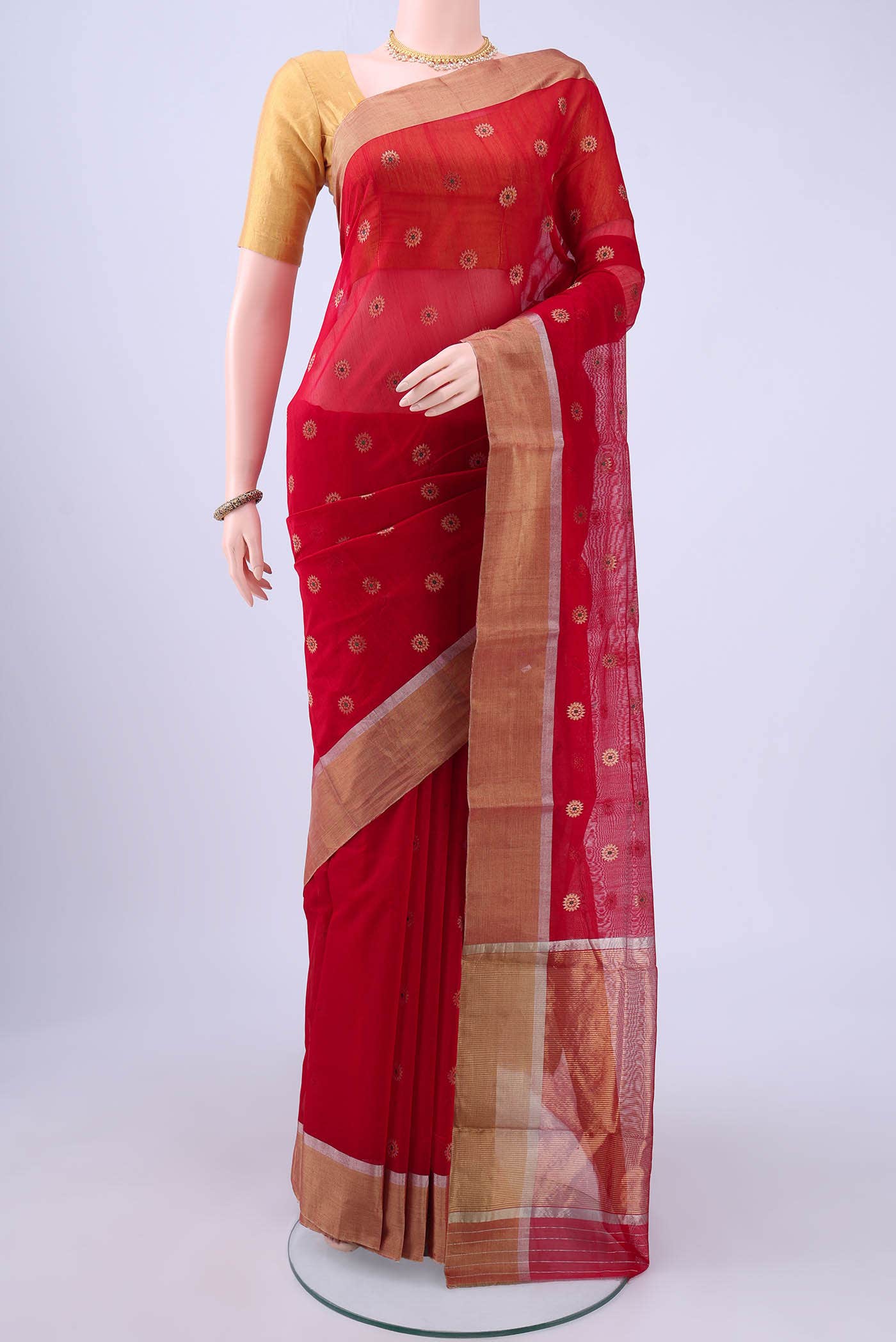 Red Chanderi Silk Saree