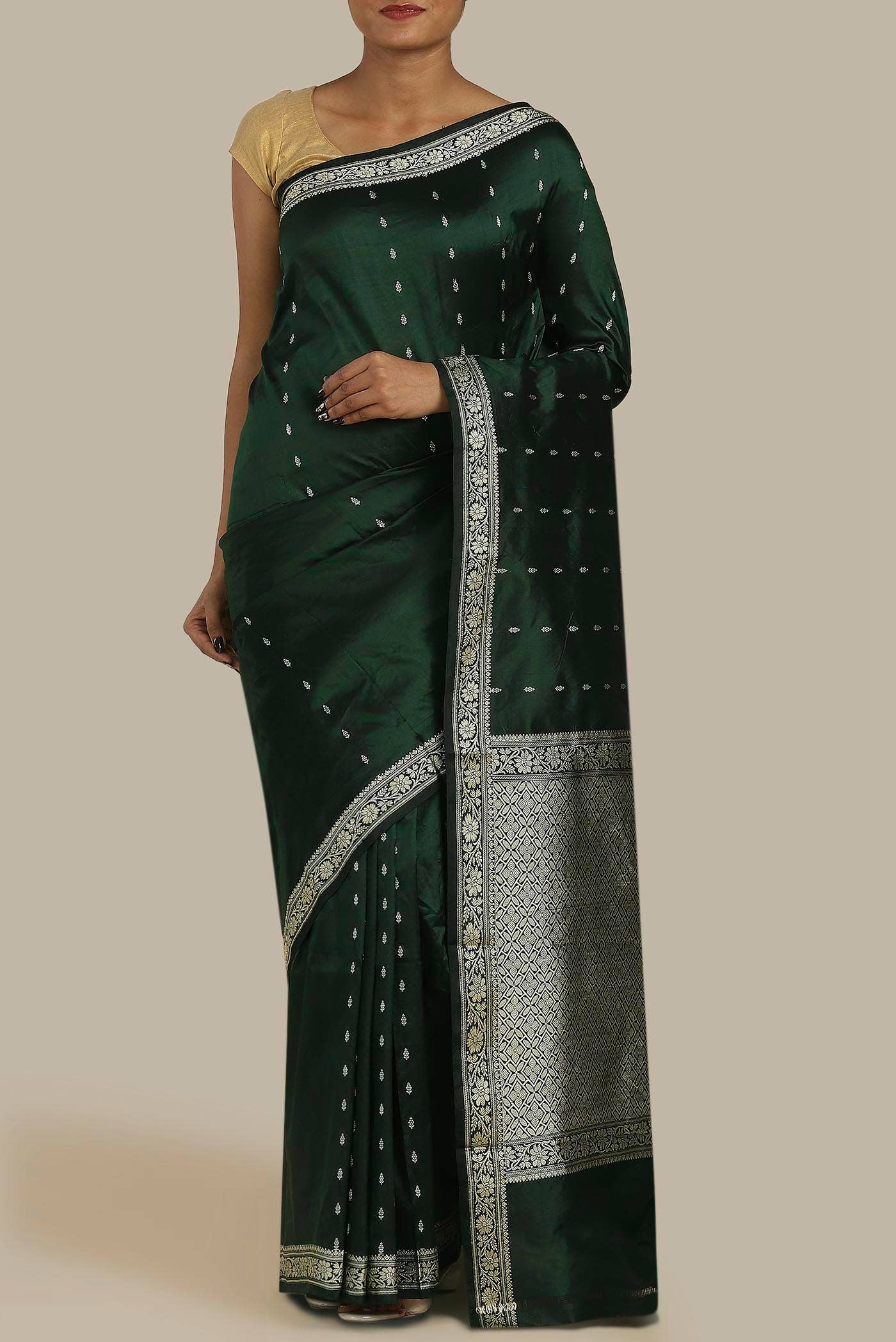 Green Banarasi Katan Silk Saree