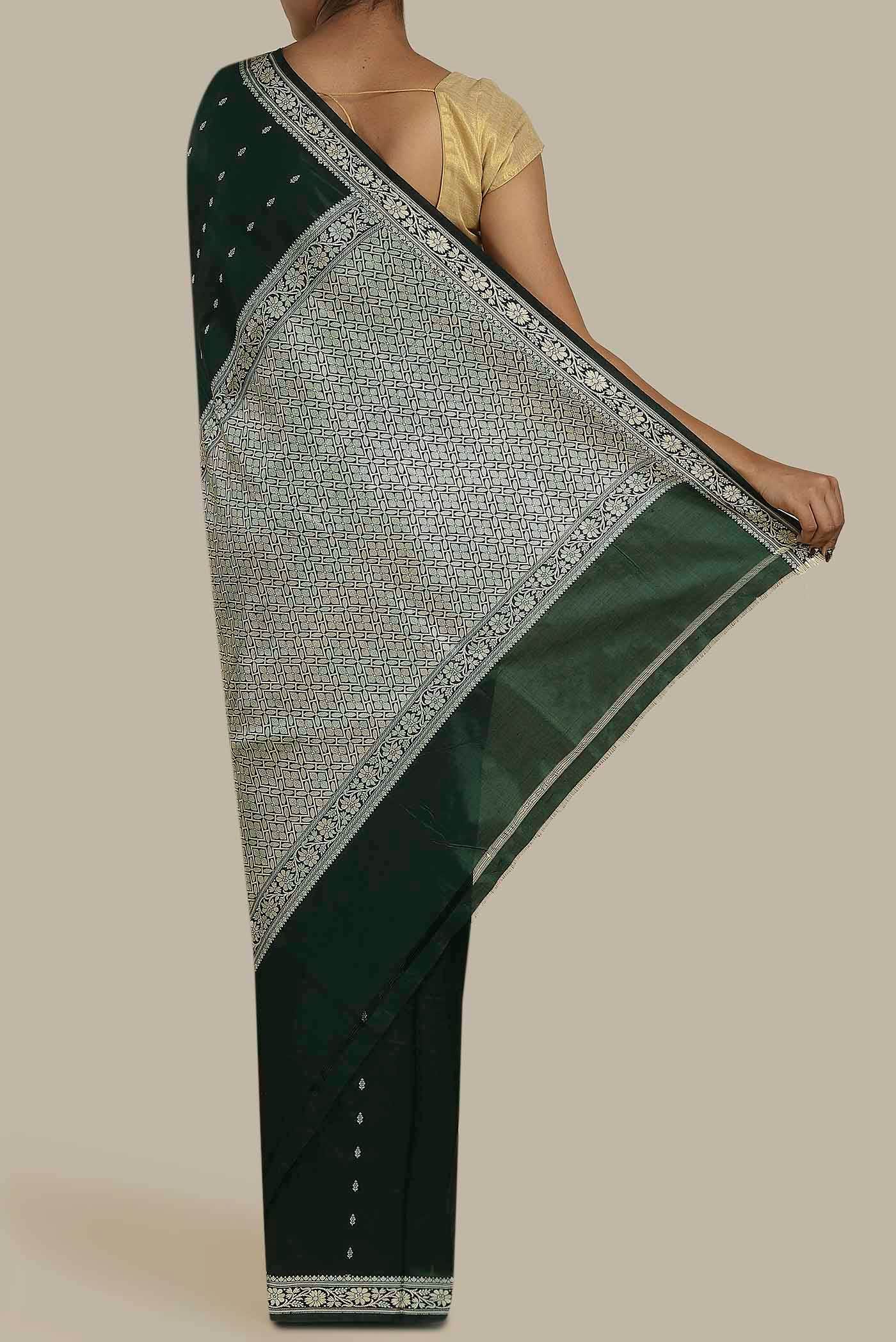 Green Banarasi Katan Silk Saree