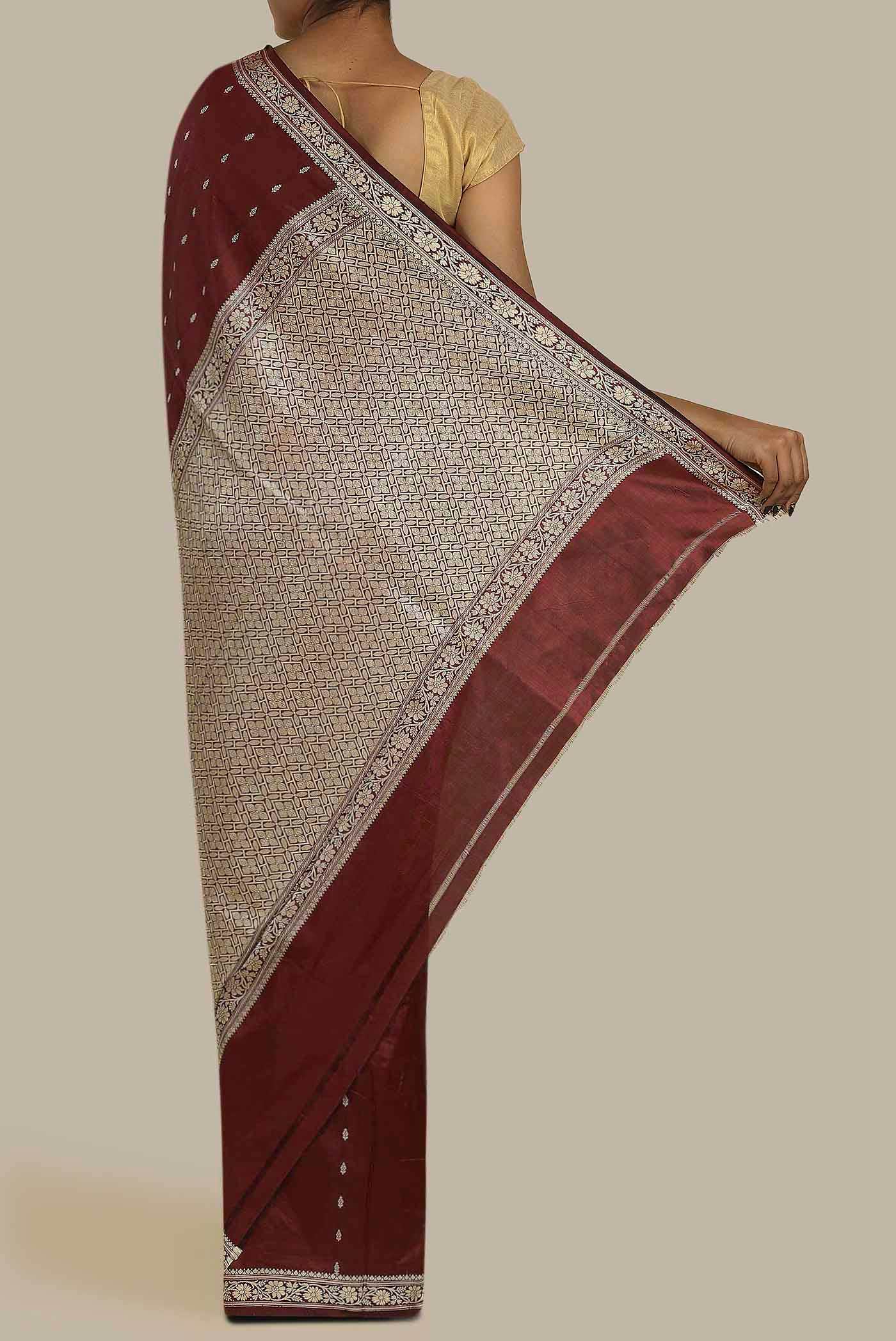 Maroon Banarasi Katan Silk Saree