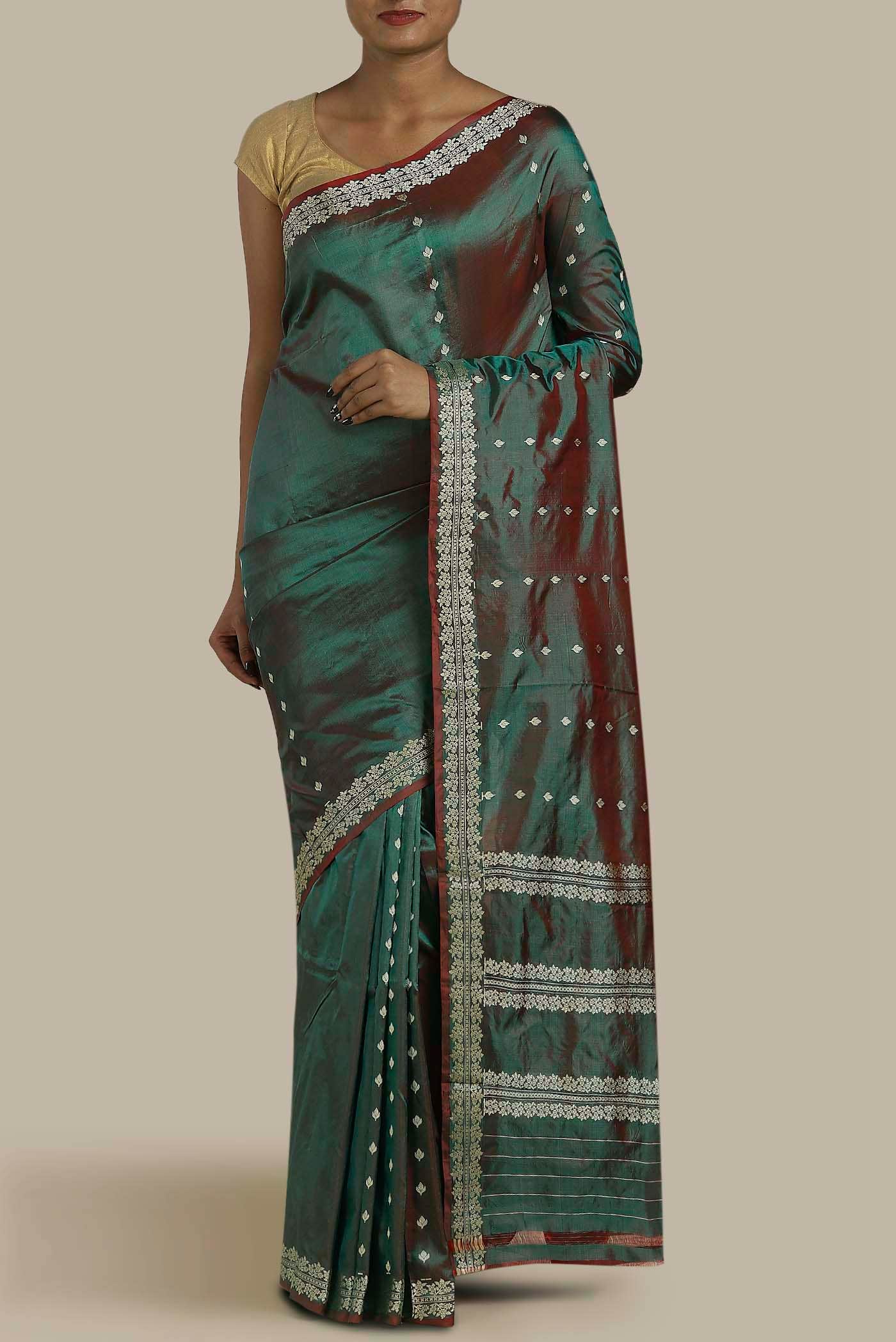 Green Banarasi Katan Silk Saree