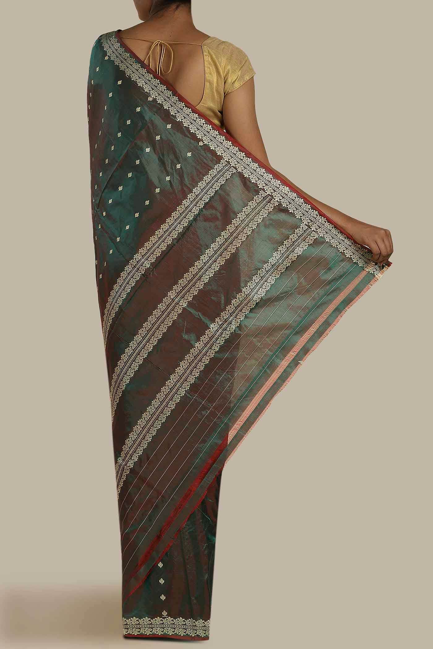 Green Banarasi Katan Silk Saree