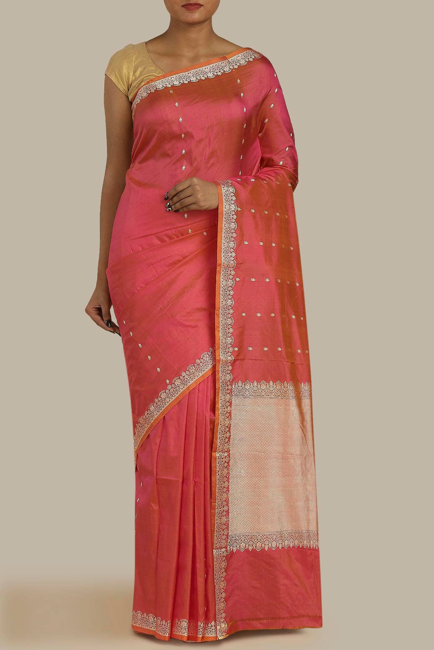 Pink Banarasi Katan Silk Saree