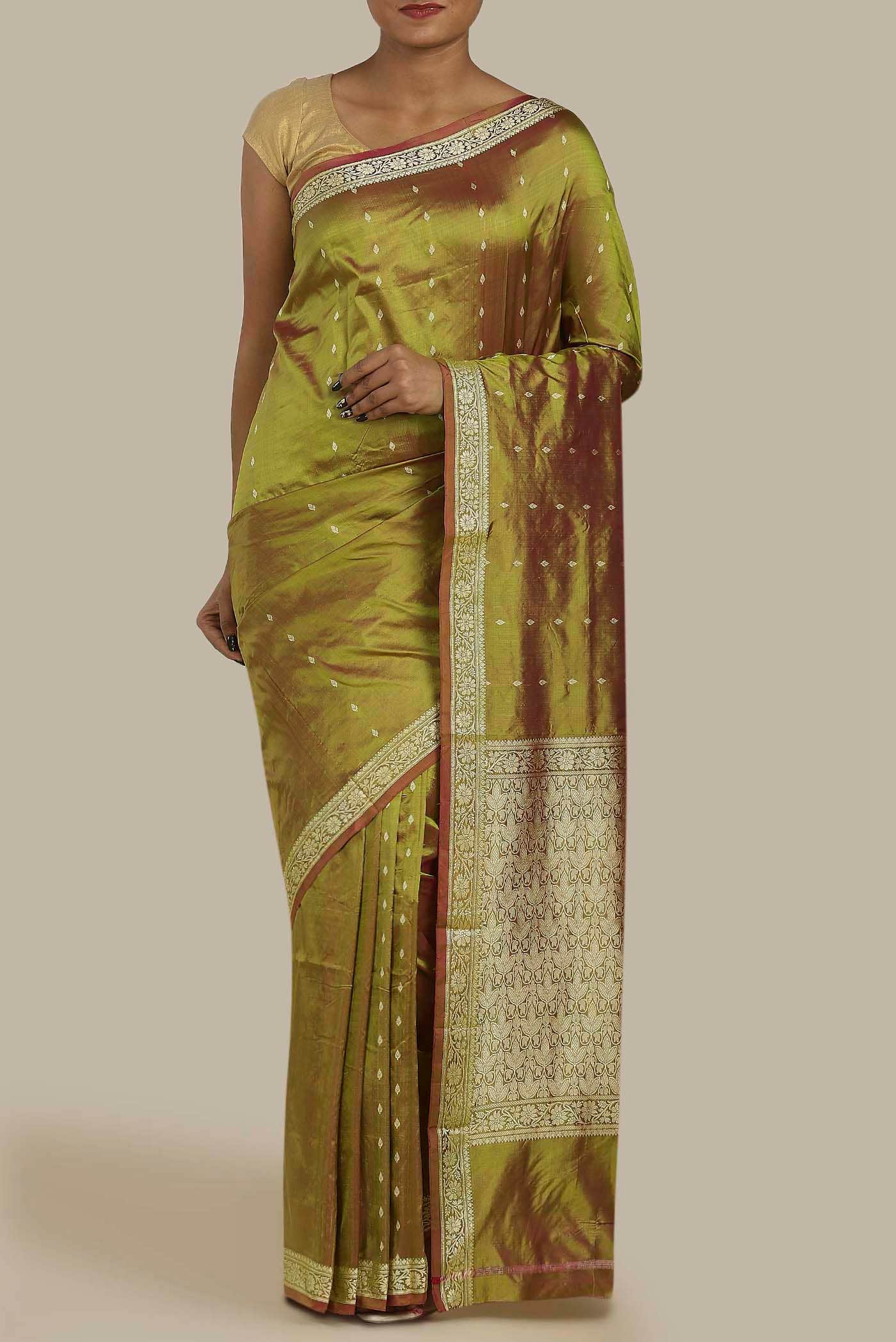 Green Banarasi Katan Silk Saree