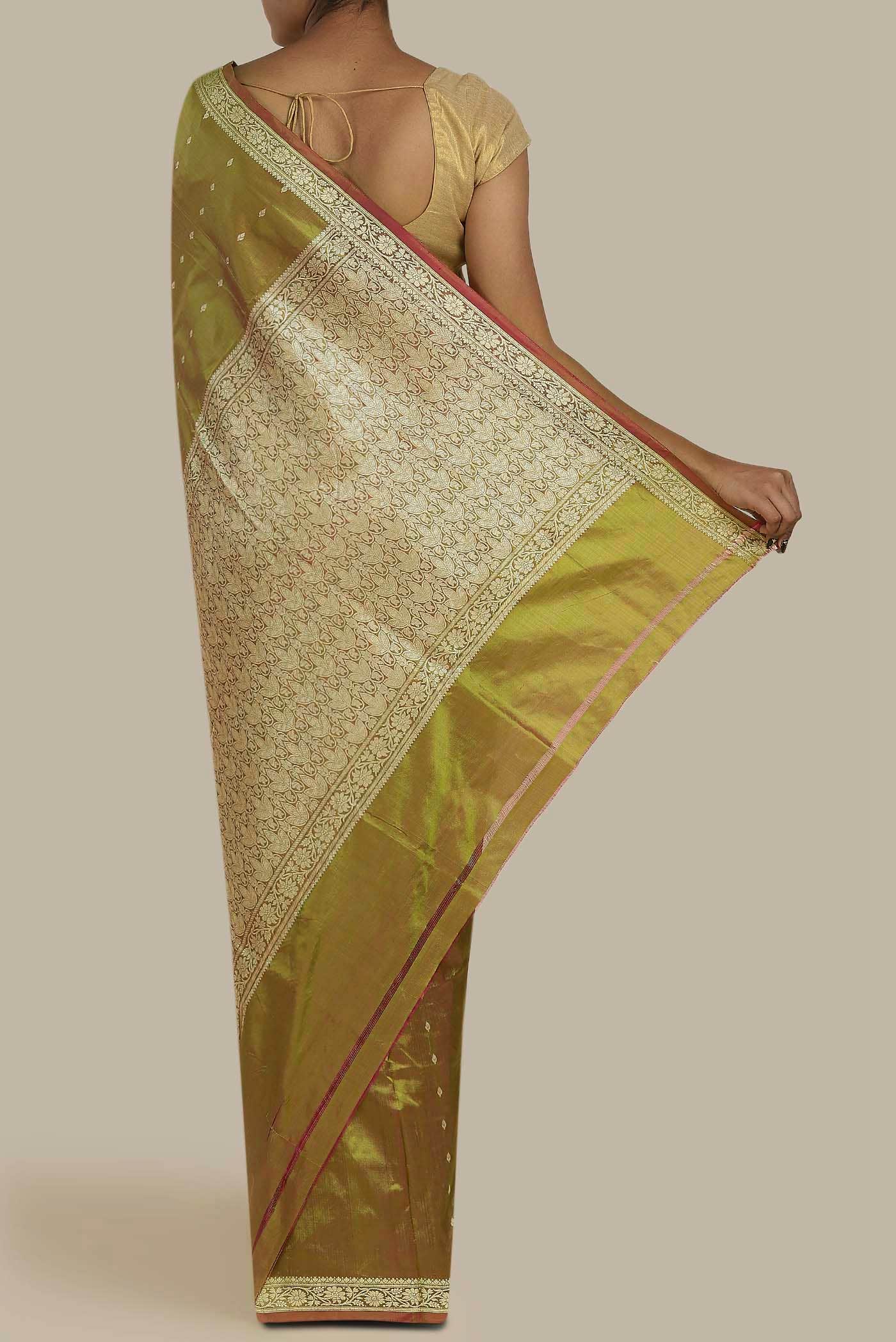 Green Banarasi Katan Silk Saree