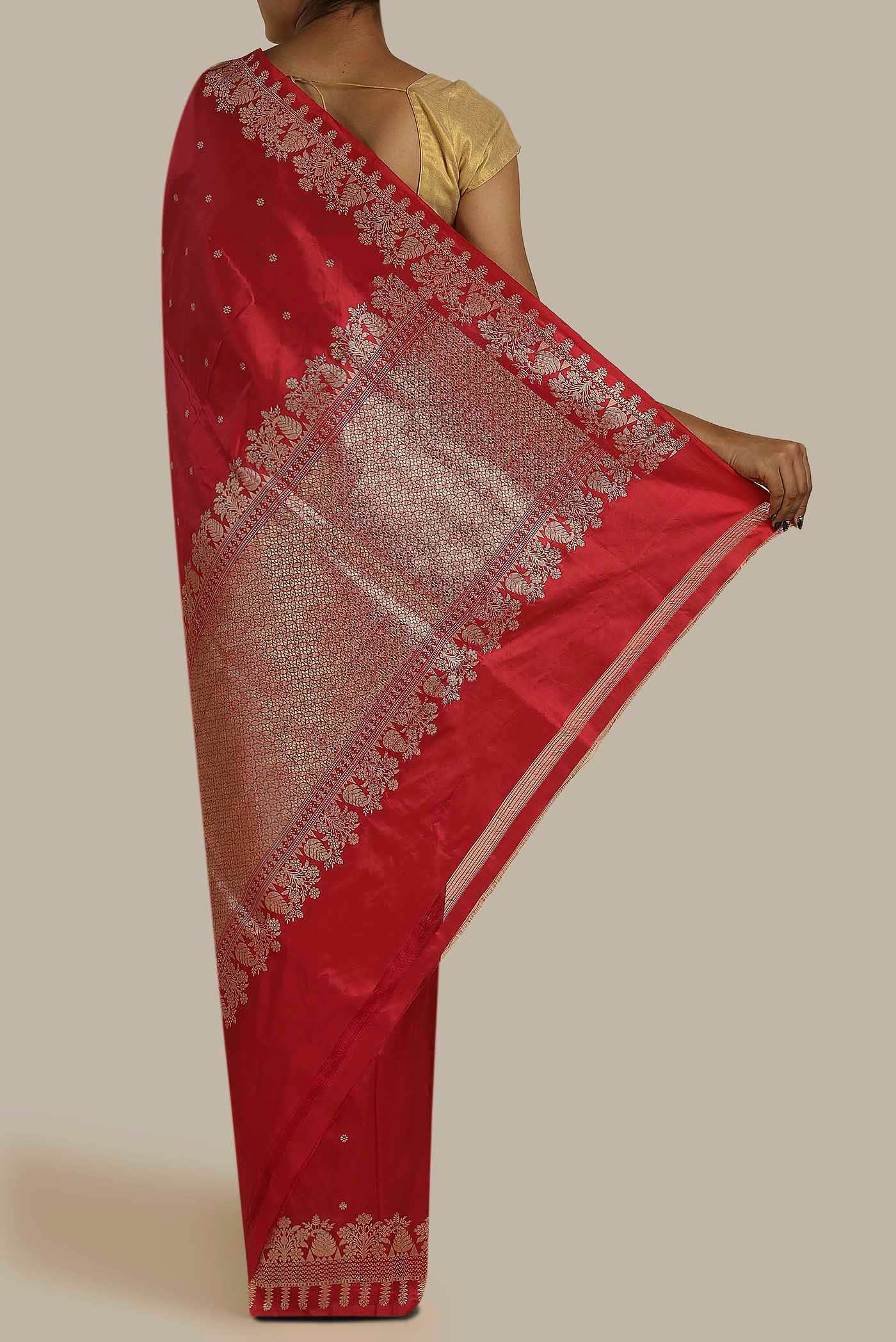 Red Banarasi Katan Silk Saree