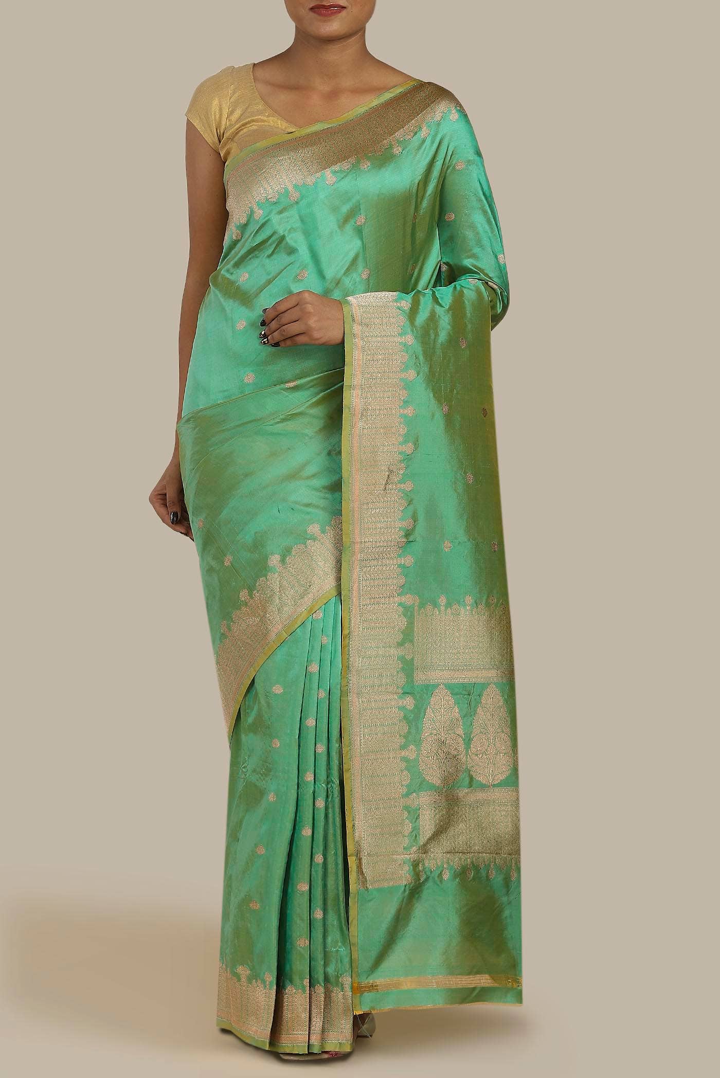 Green Banarasi Katan Silk Saree