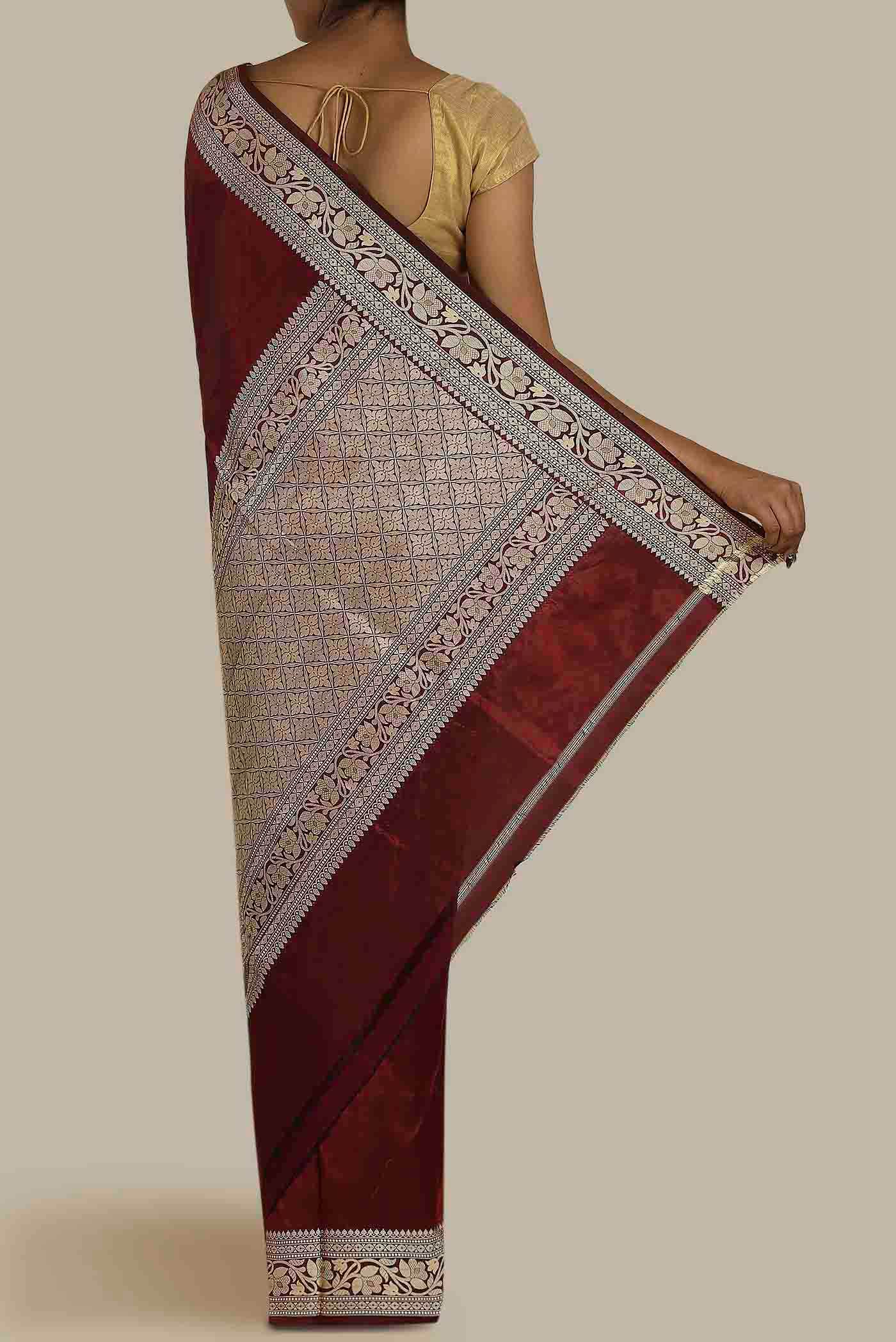 Maroon Banarasi Katan Silk Saree