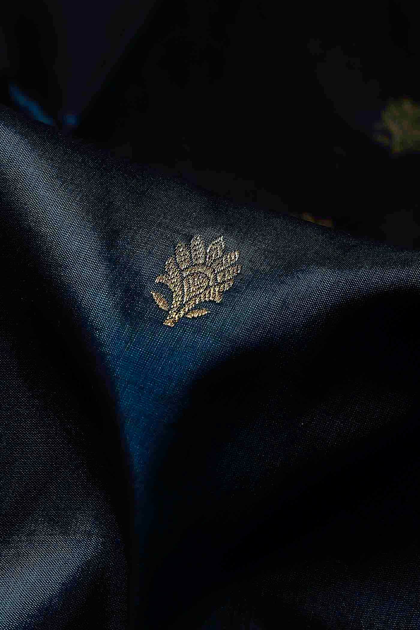 Blue Banarasi Katan Silk Saree