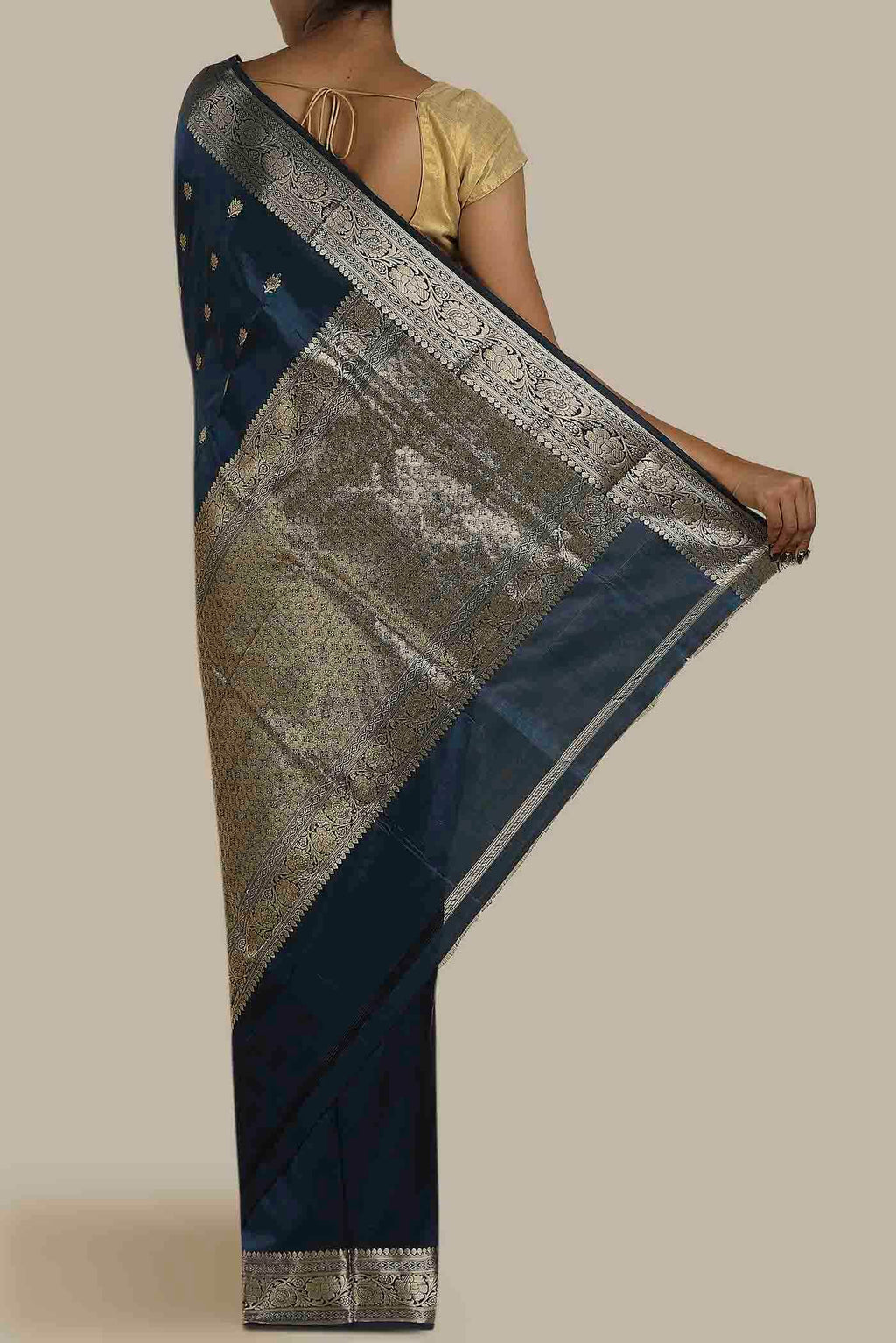 Blue Banarasi Katan Silk Saree