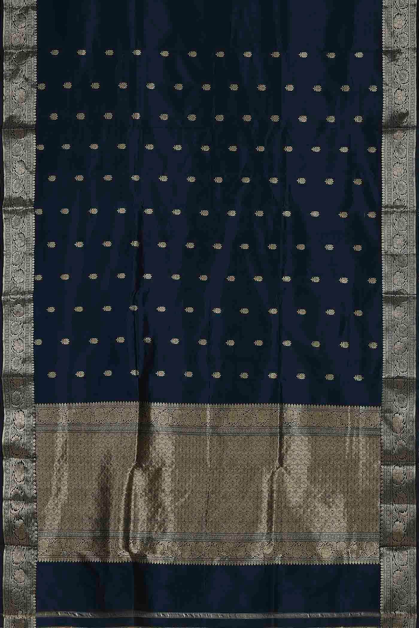 Blue Banarasi Katan Silk Saree