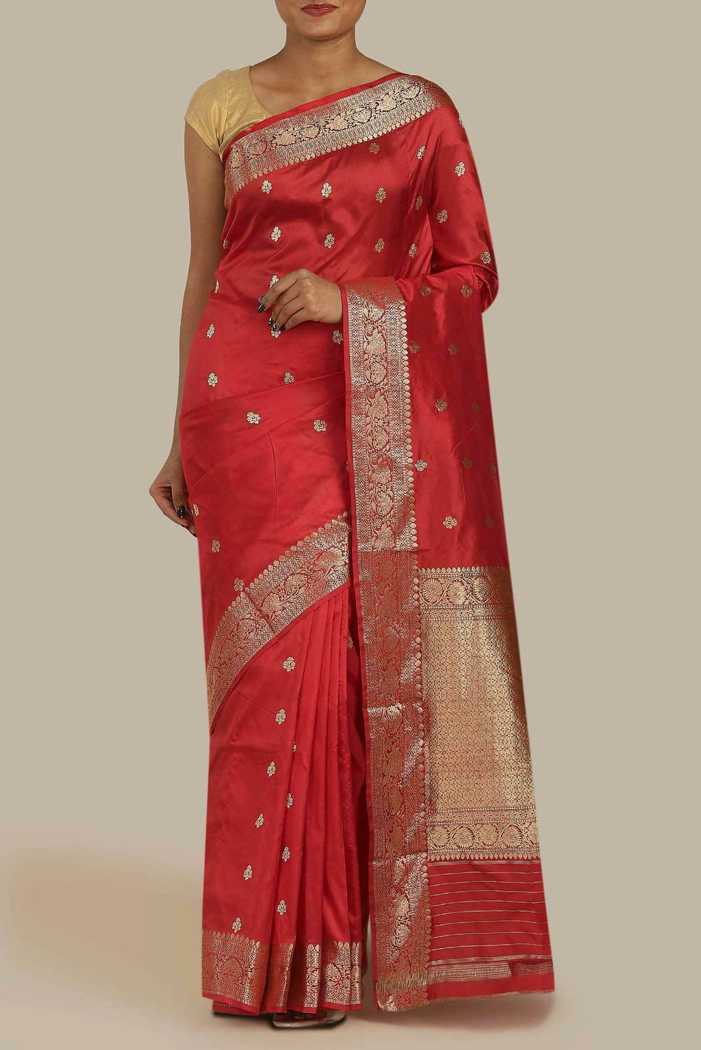 Red Banarasi Katan Silk Saree