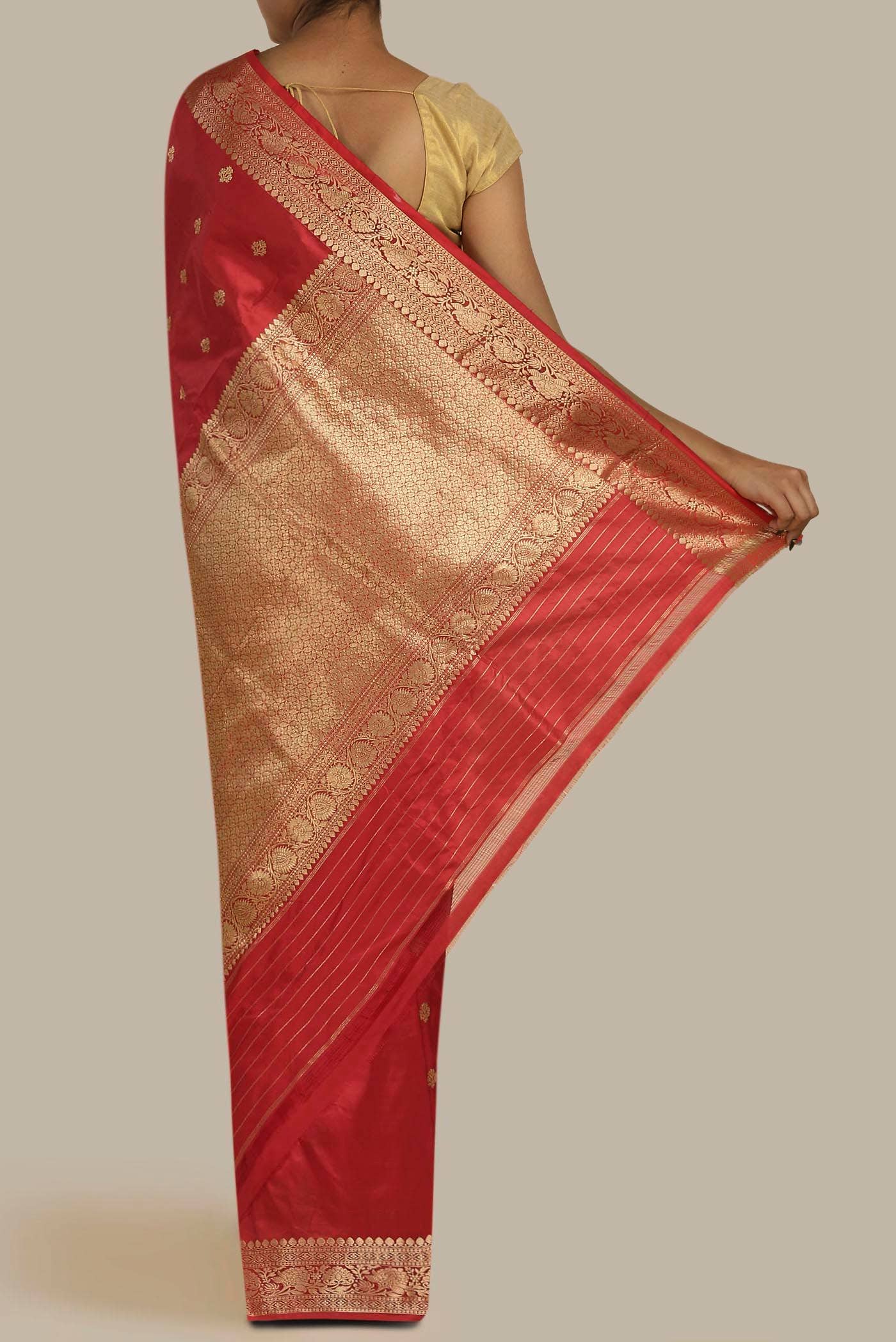 Red Banarasi Katan Silk Saree