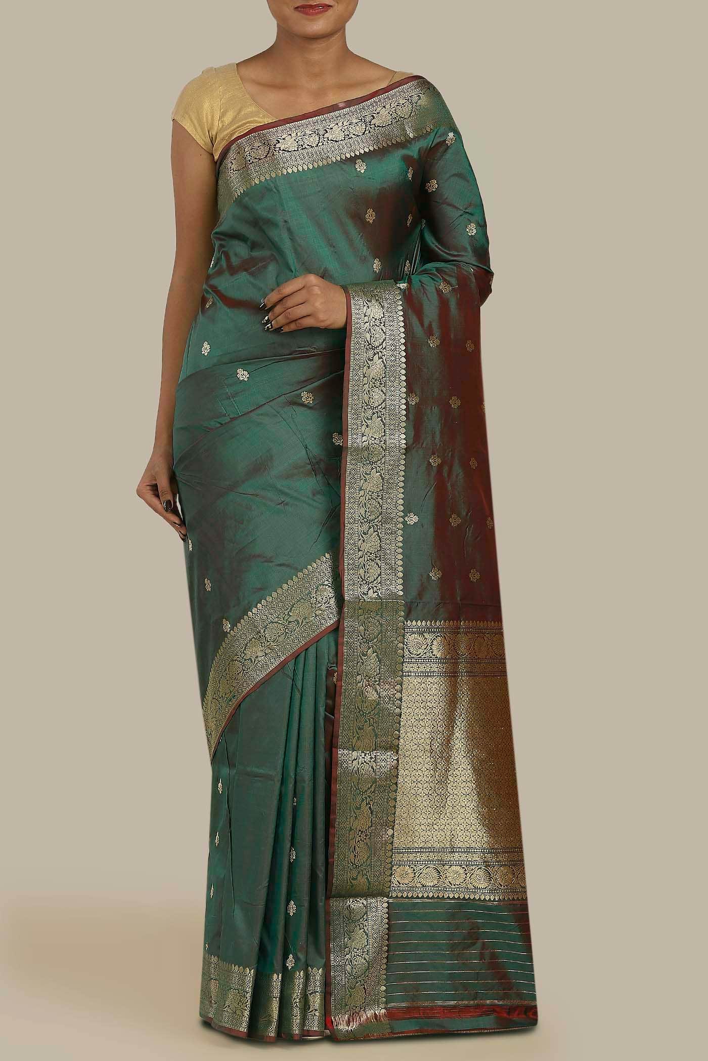 Green Banarasi Katan Silk Saree