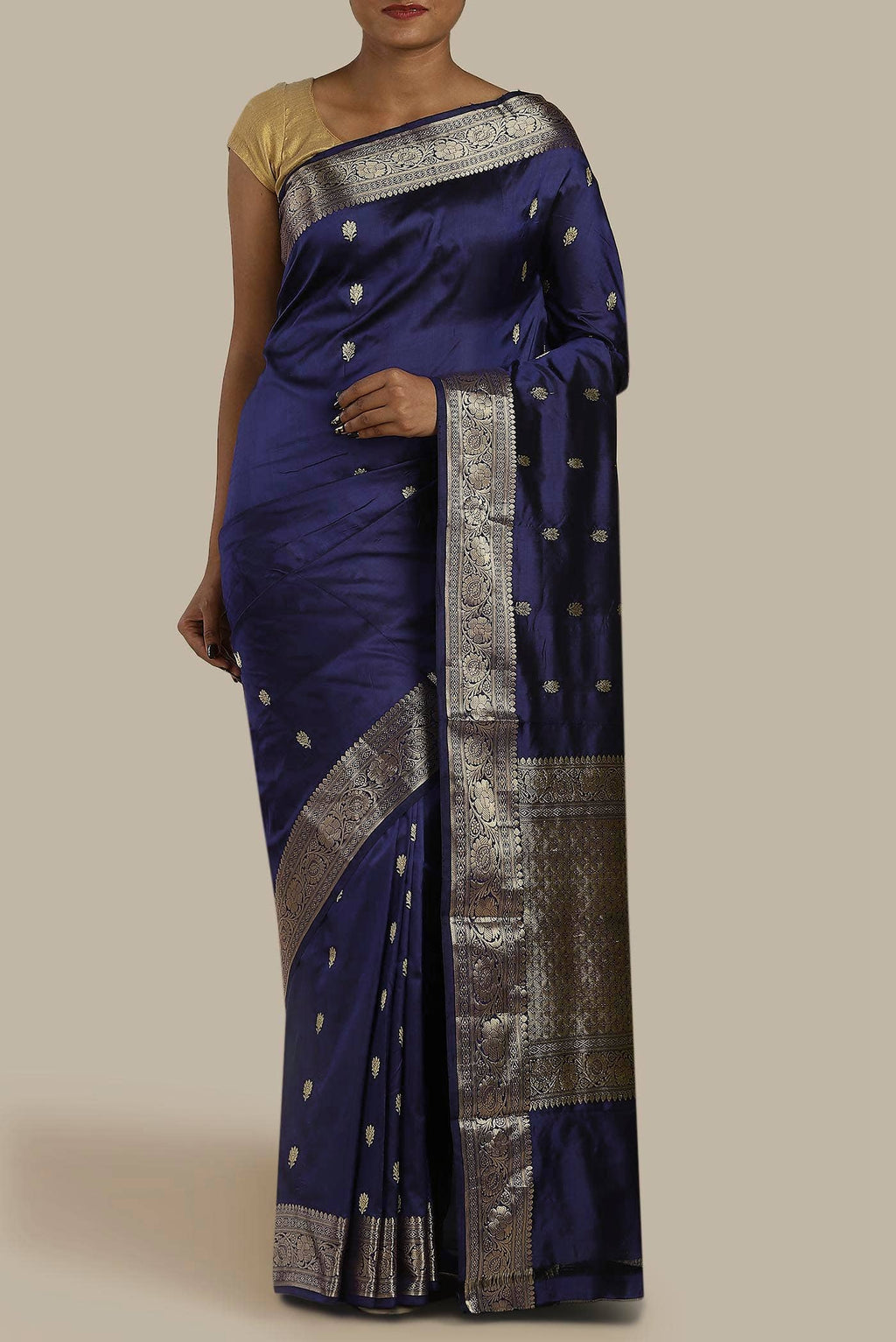 Blue Banarasi Katan Silk Saree