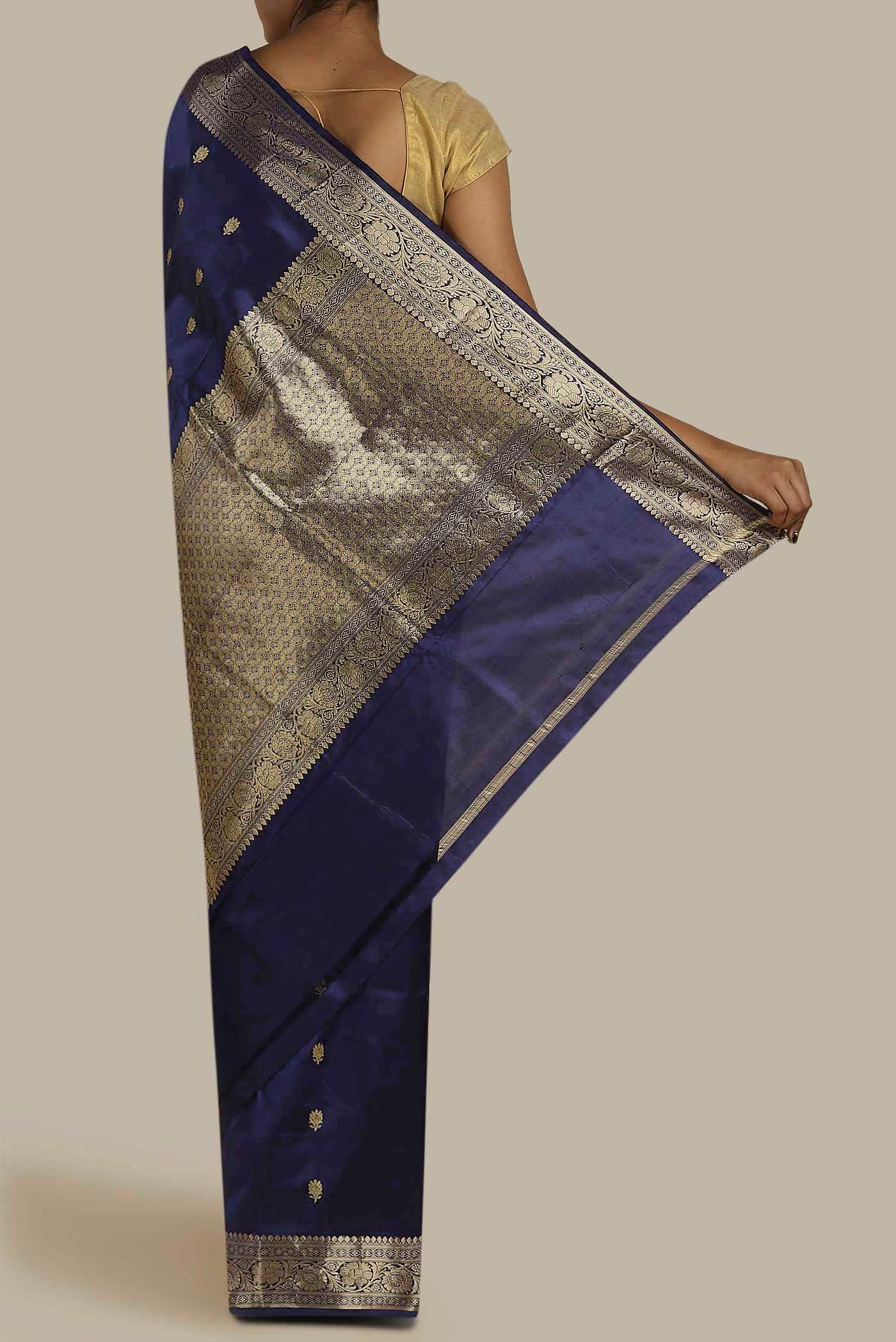 Blue Banarasi Katan Silk Saree
