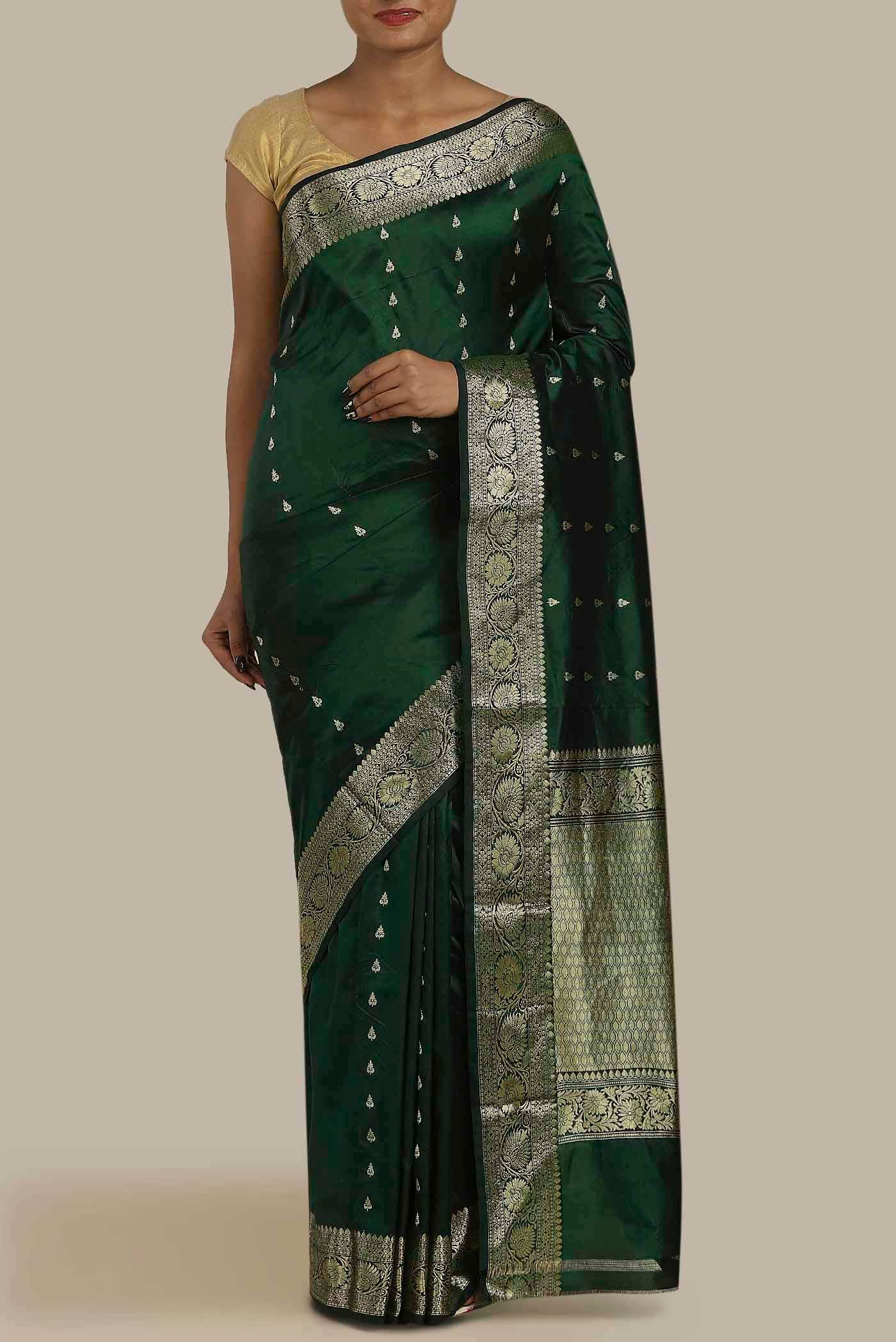 Green Banarasi Katan Silk Saree
