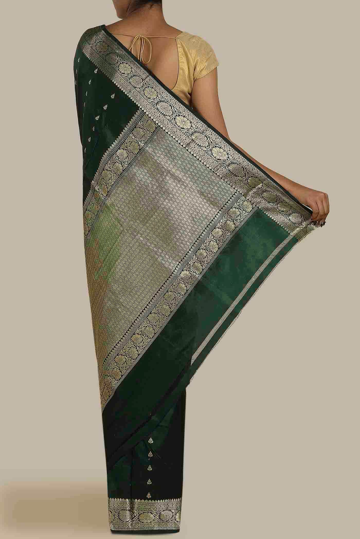 Green Banarasi Katan Silk Saree