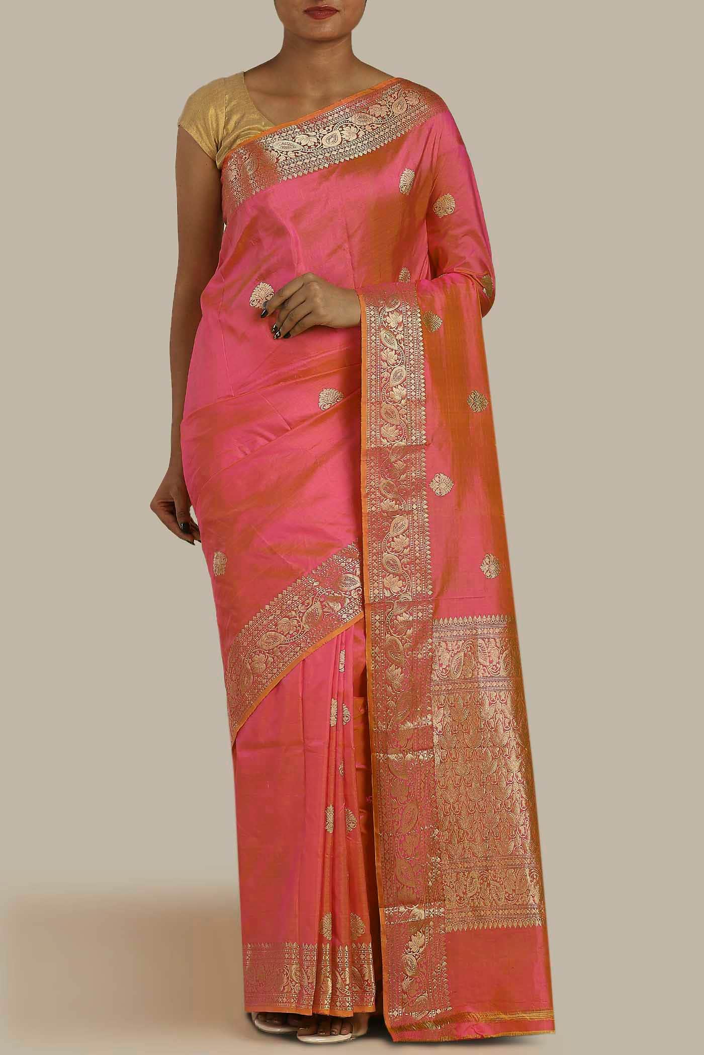 Pink Banarasi Katan Silk Saree