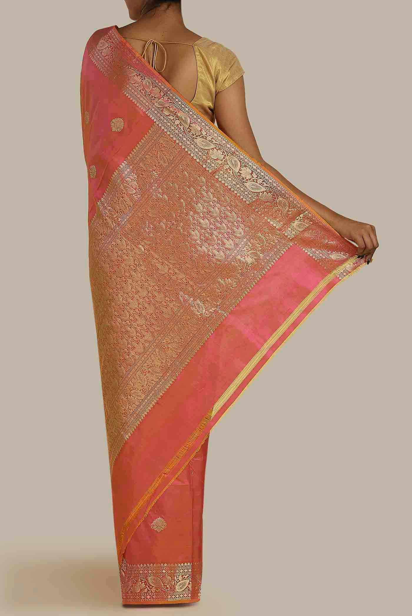 Pink Banarasi Katan Silk Saree