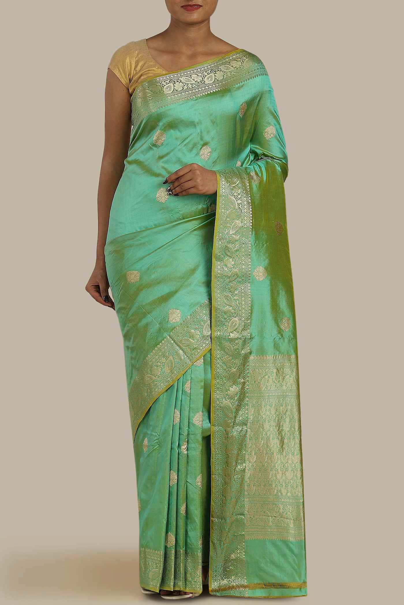 Green Banarasi Katan Silk Saree