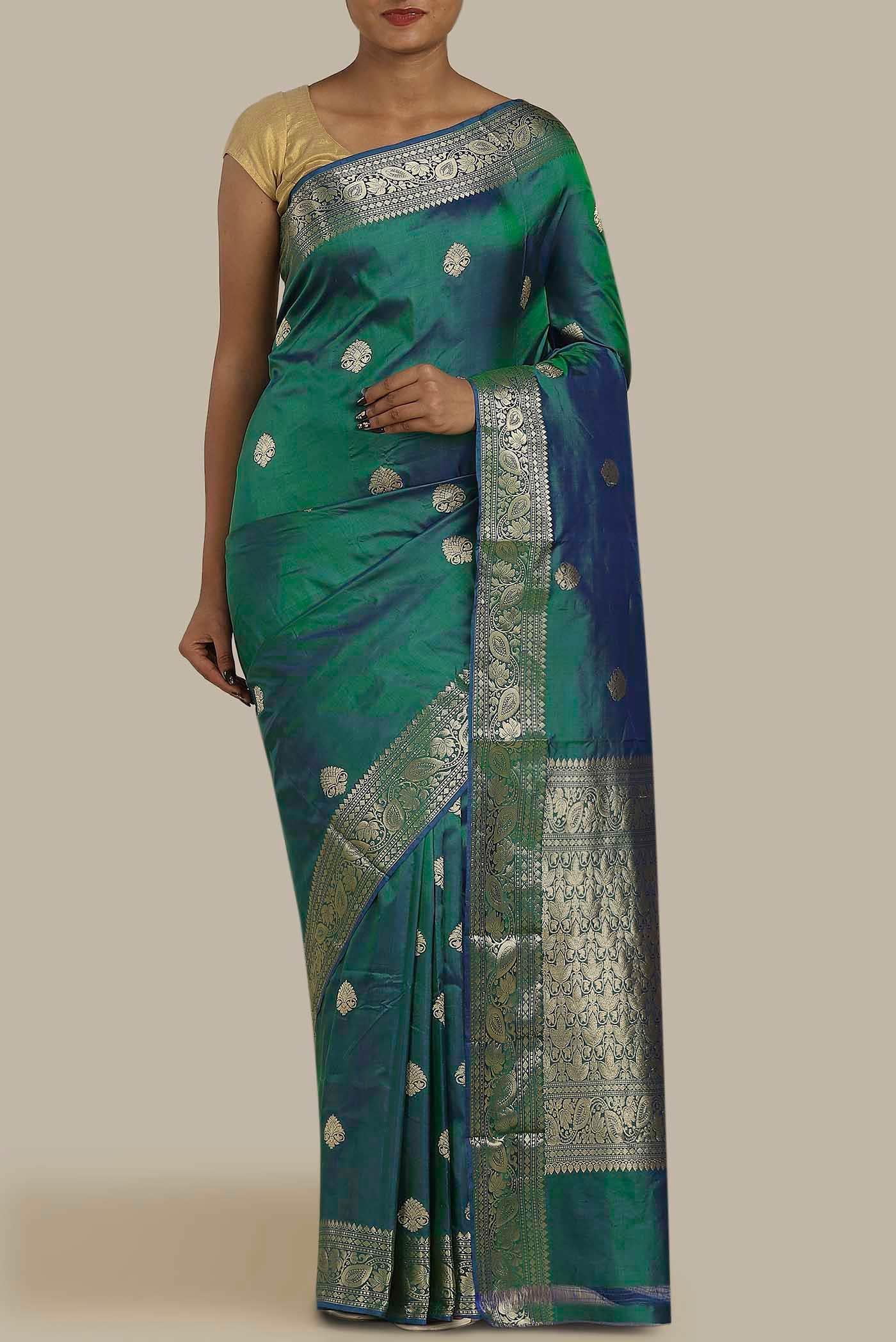 Blue Banarasi Katan Silk Saree