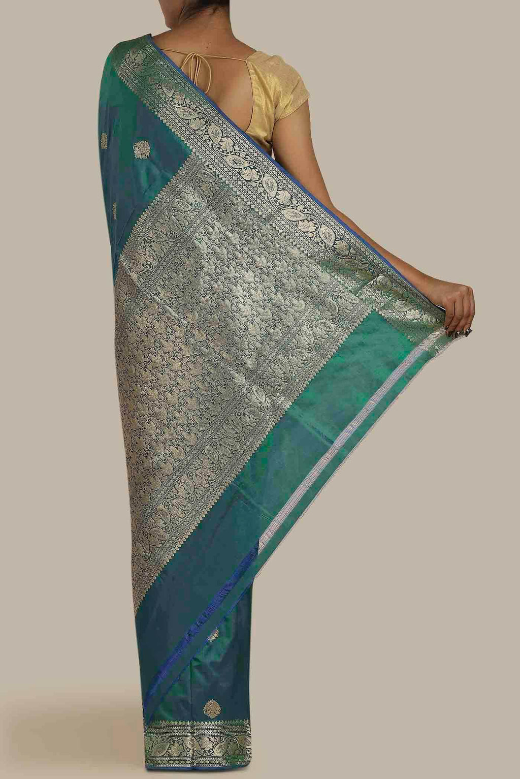 Blue Banarasi Katan Silk Saree