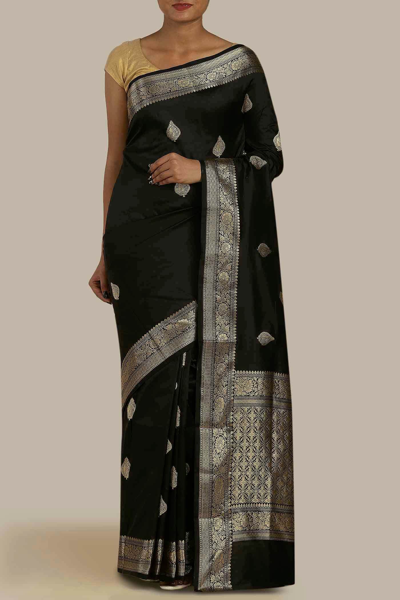 Black Banarasi Katan Silk Saree