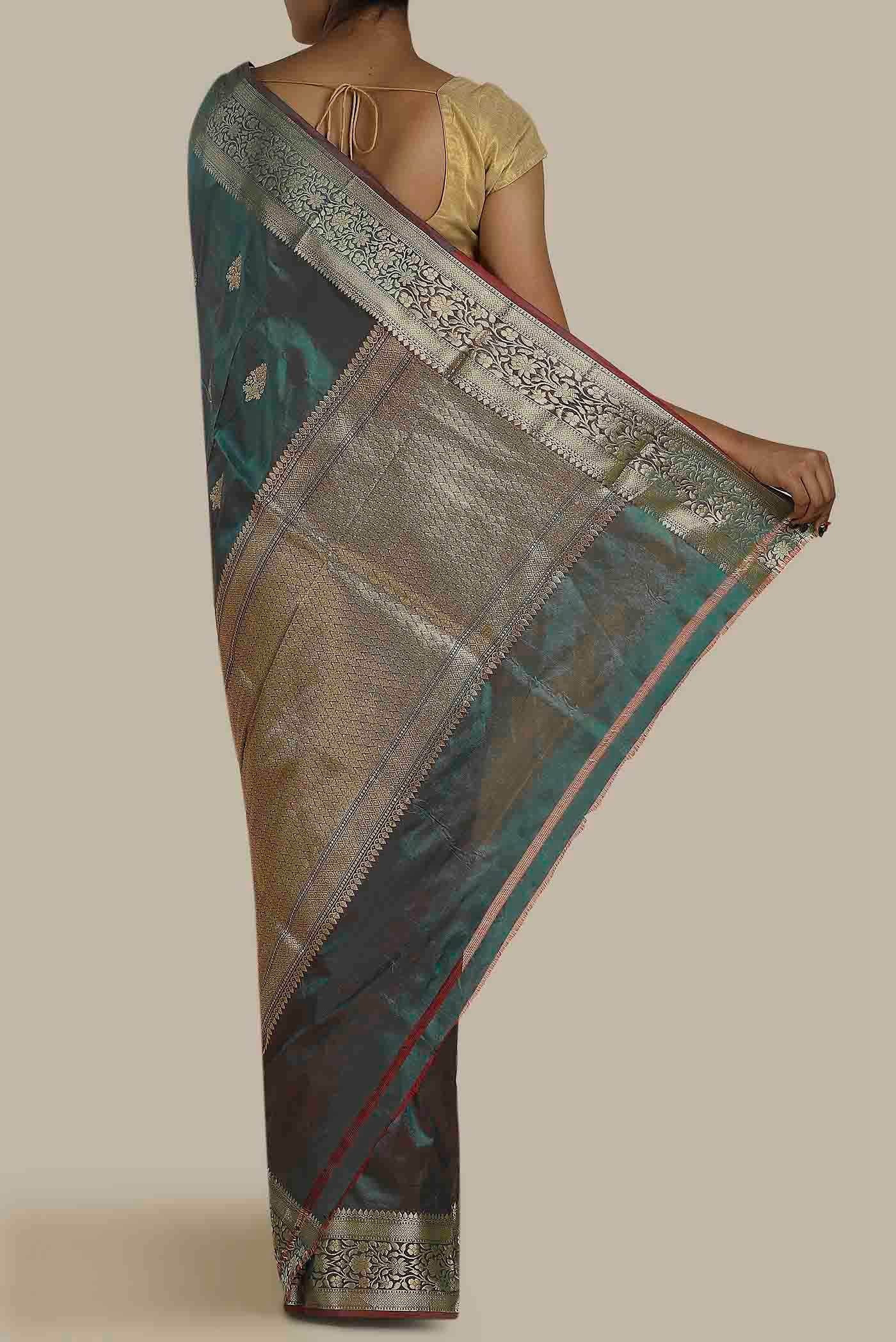 Blue Banarasi Katan Silk Saree