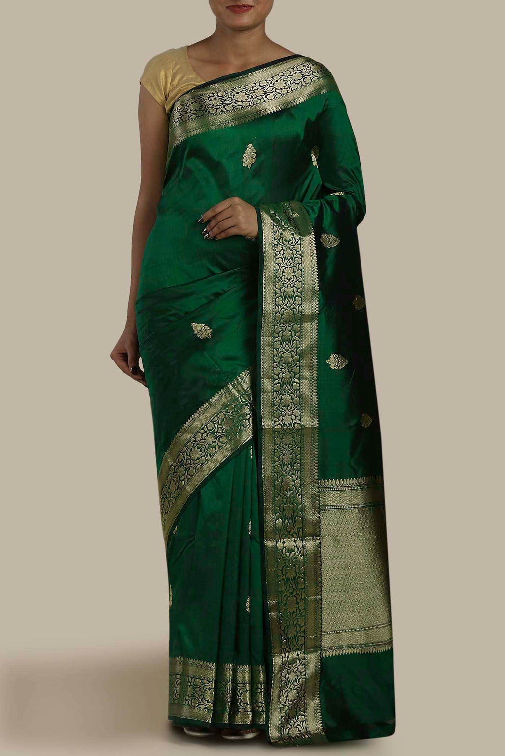Green Banarasi Katan Silk Saree