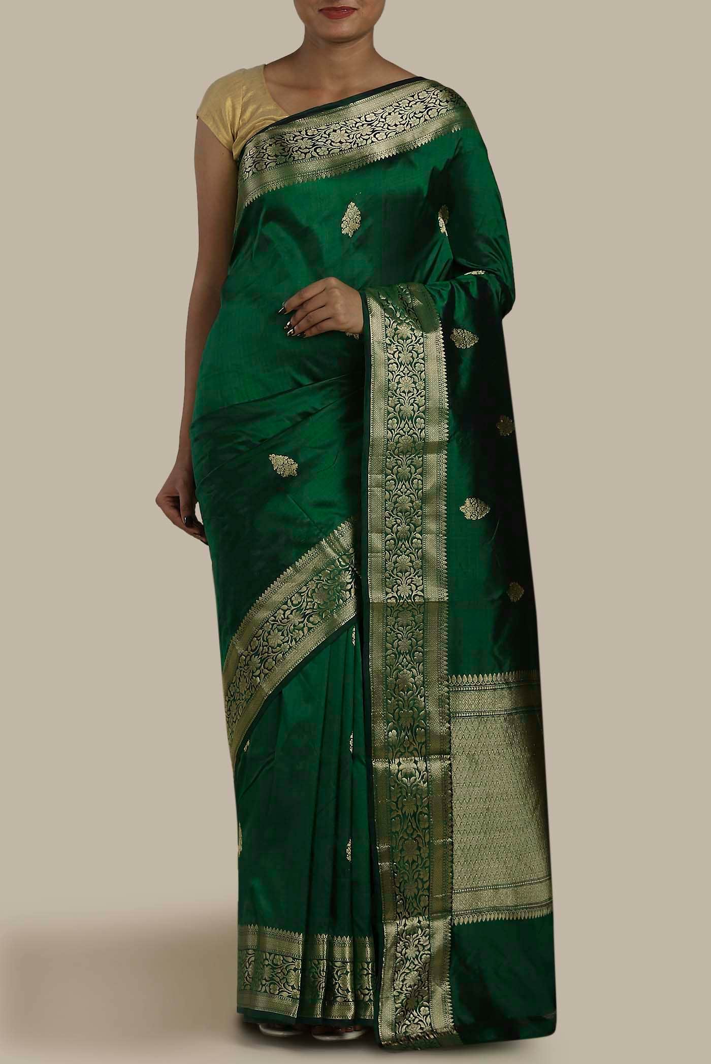 Green Banarasi Katan Silk Saree