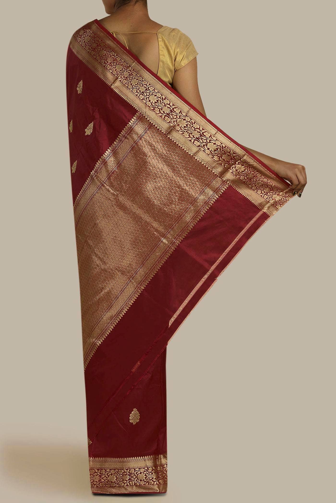 Maroon Banarasi Katan Silk Saree